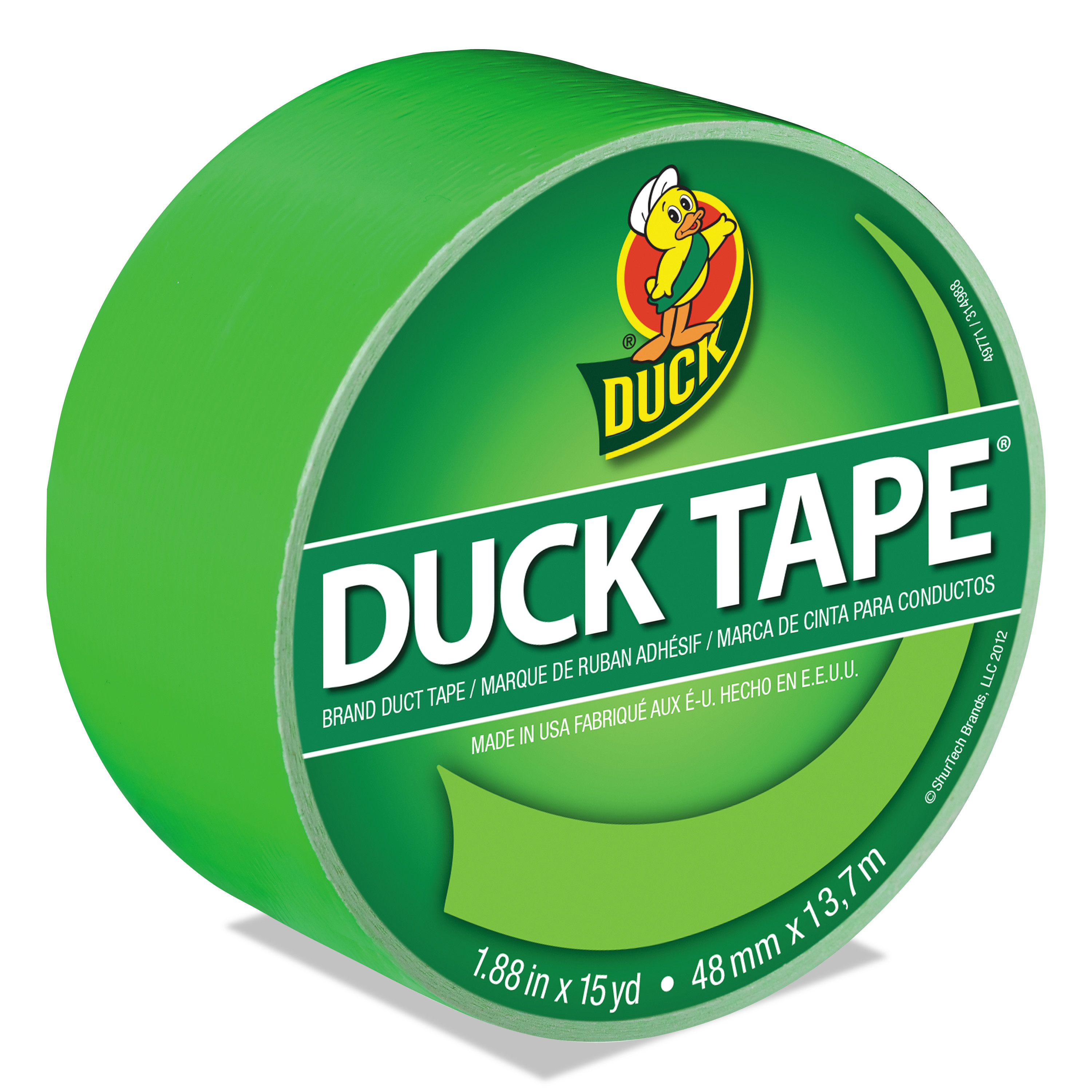  Duck 868089 Colored Duct Tape, 3 Core, 1.88 x 15 yds, Neon Green (DUC1265018) 