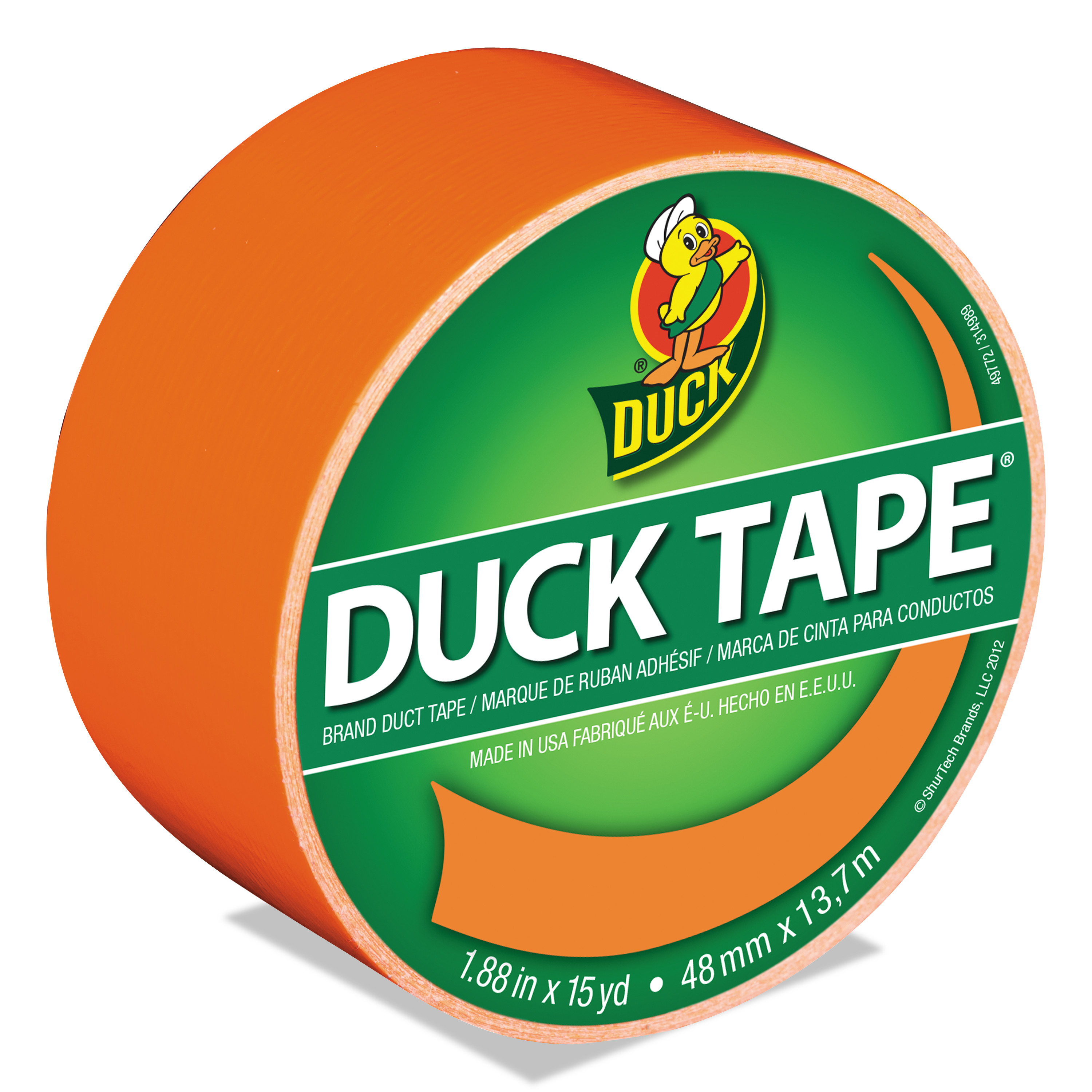  Duck 868090 Colored Duct Tape, 3 Core, 1.88 x 15 yds, Neon Orange (DUC1265019) 