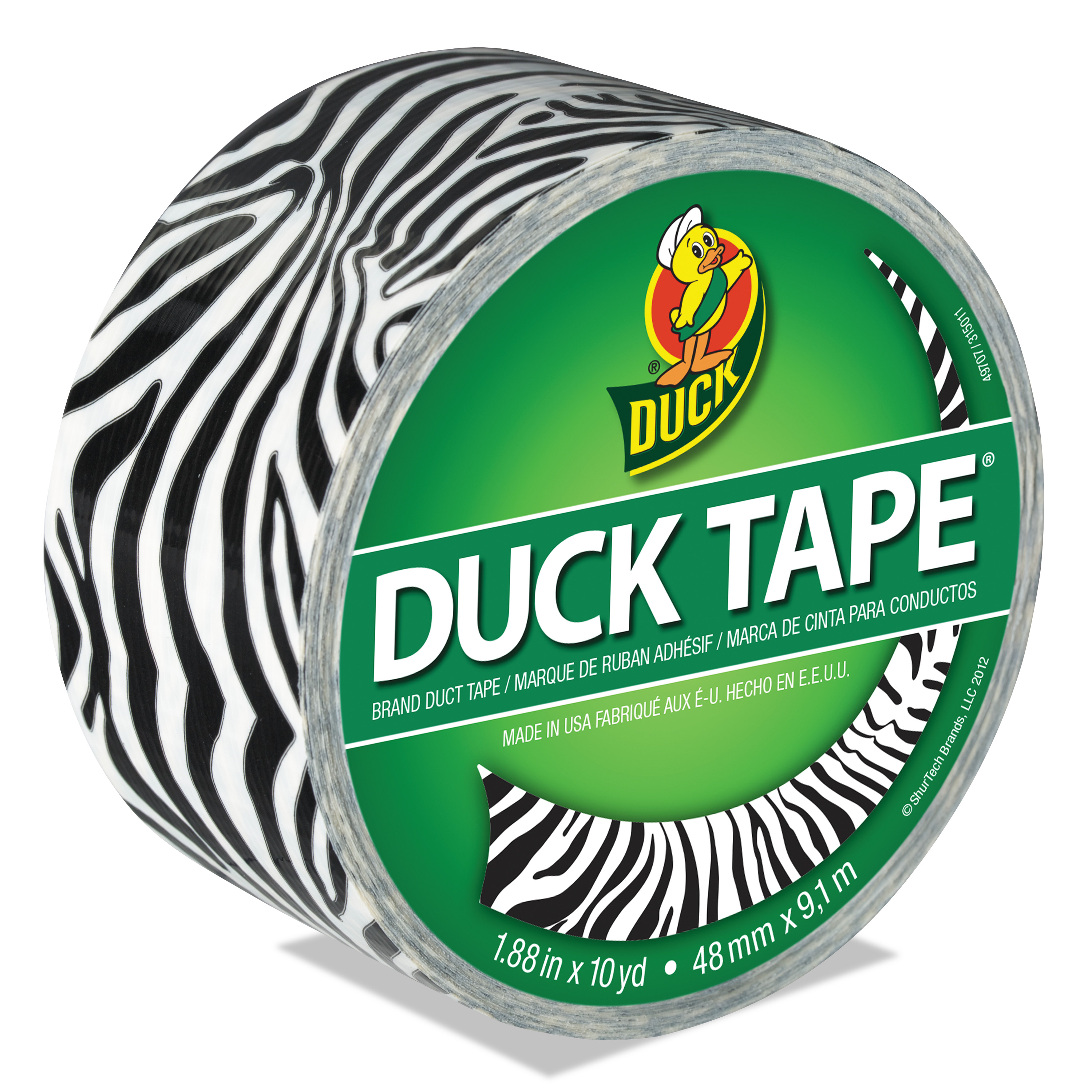  Duck 1398132 Colored Duct Tape, 3 Core, 1.88 x 10 yds, Black/White Zebra (DUC1398132) 