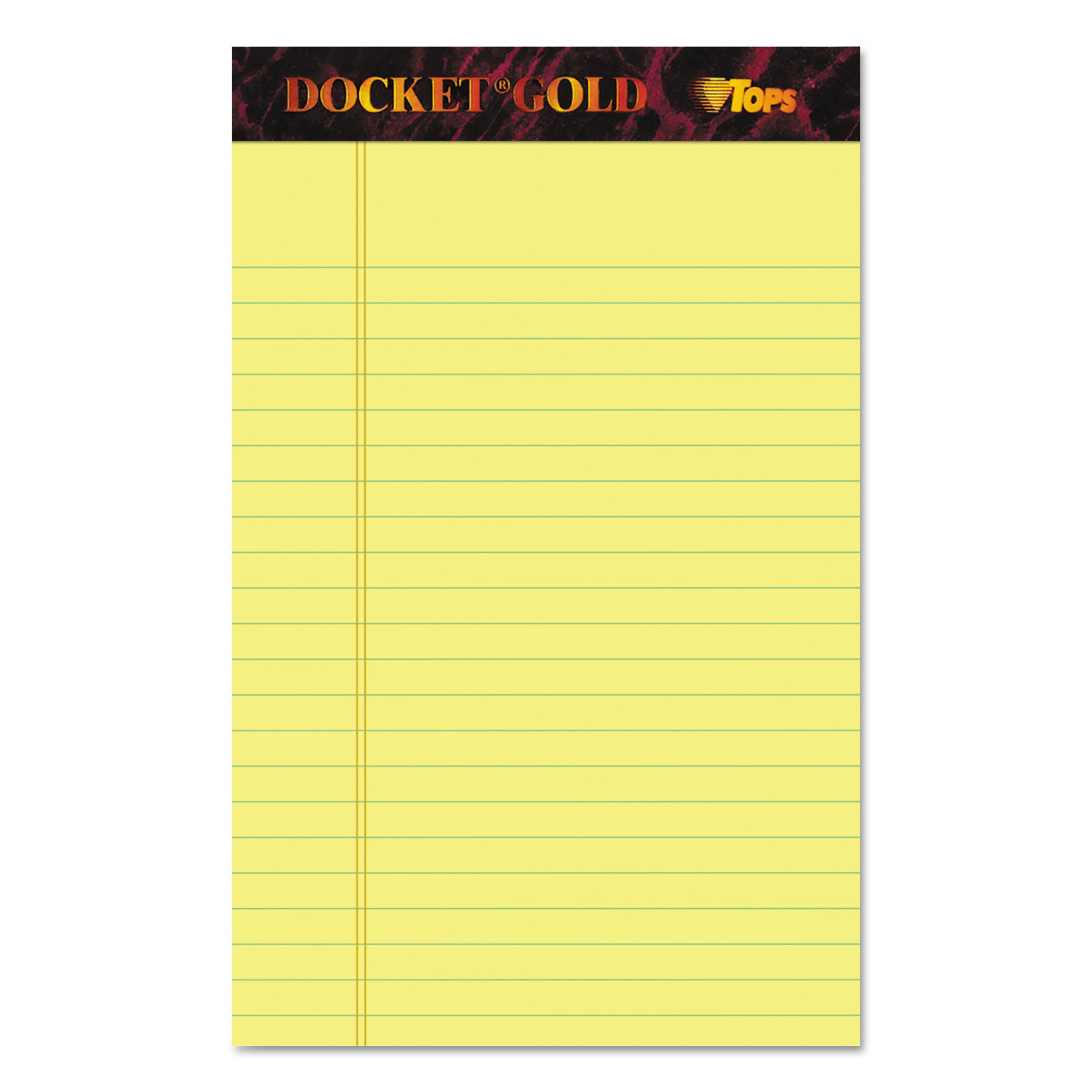 Docket Ruled Perforated Pads, Narrow Rule, 50 Canary-Yellow 5 x 8 Sheets, 12/Pack