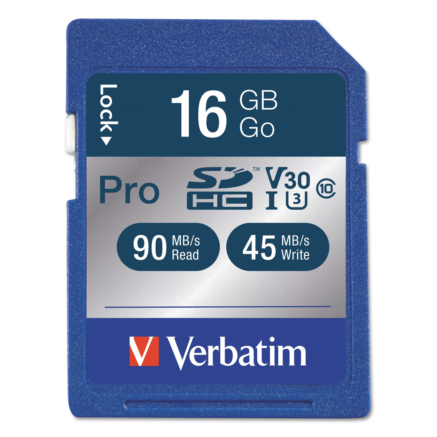  Verbatim 98046 16GB Pro 600X SDHC Memory Card, UHS-I V30 U3 Class 10 (VER98046) 