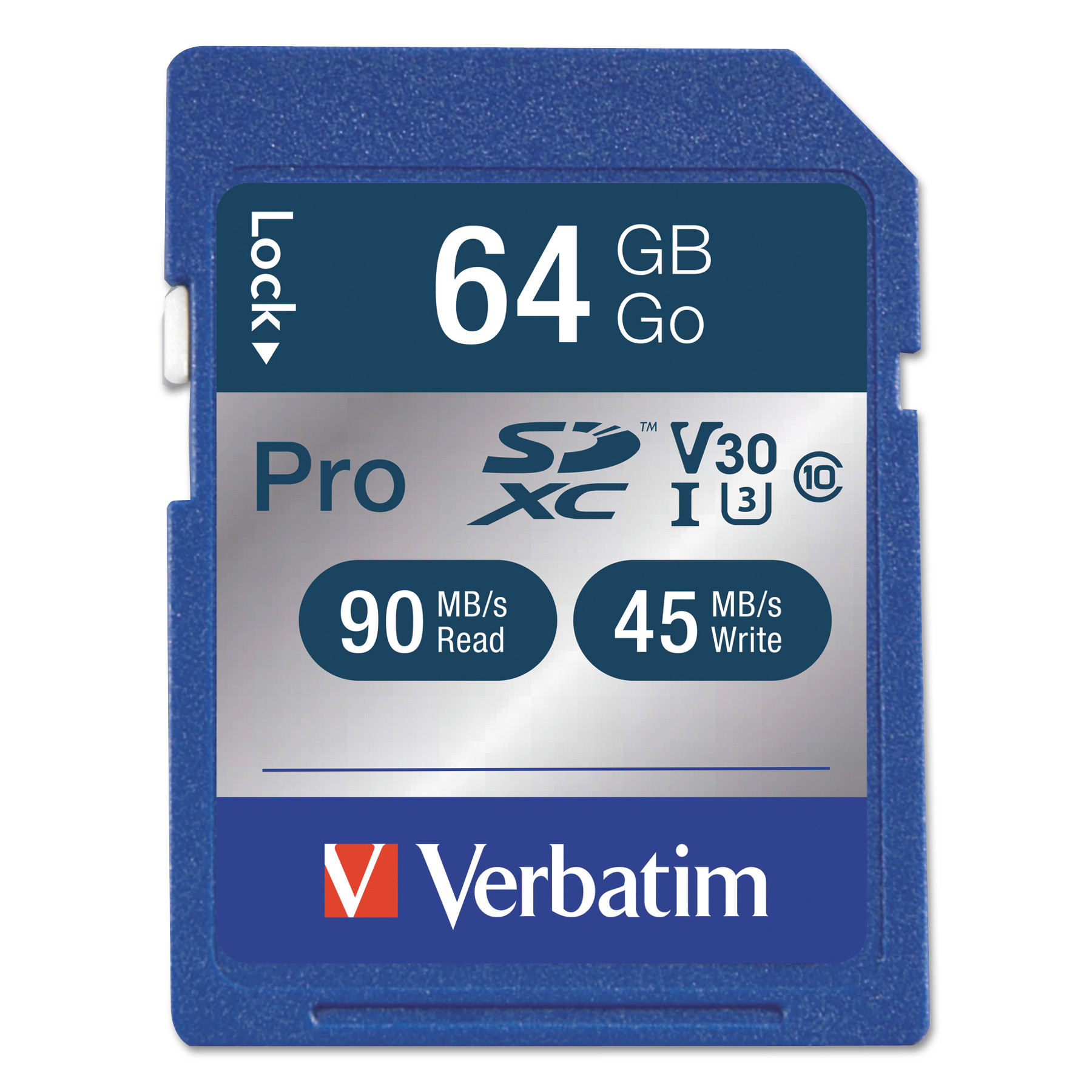  Verbatim 98670 64GB Pro 600X SDXC Memory Card, UHS-I V30 U3 Class 10 (VER98670) 