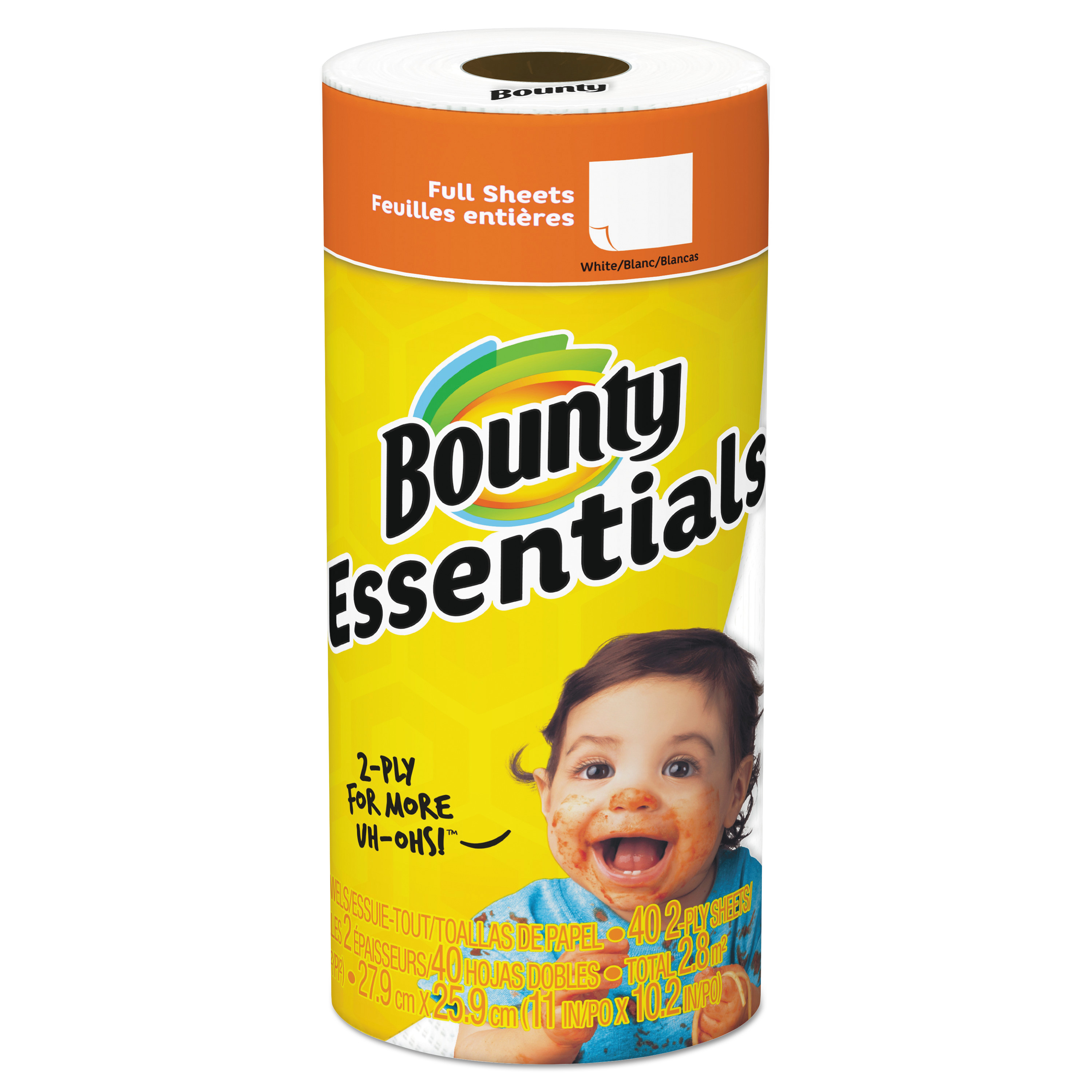  Bounty 74657EA Essentials Paper Towels, 2-Ply, White, 10.2 x 11, 40 Sheets/Roll (PGC74657RL) 