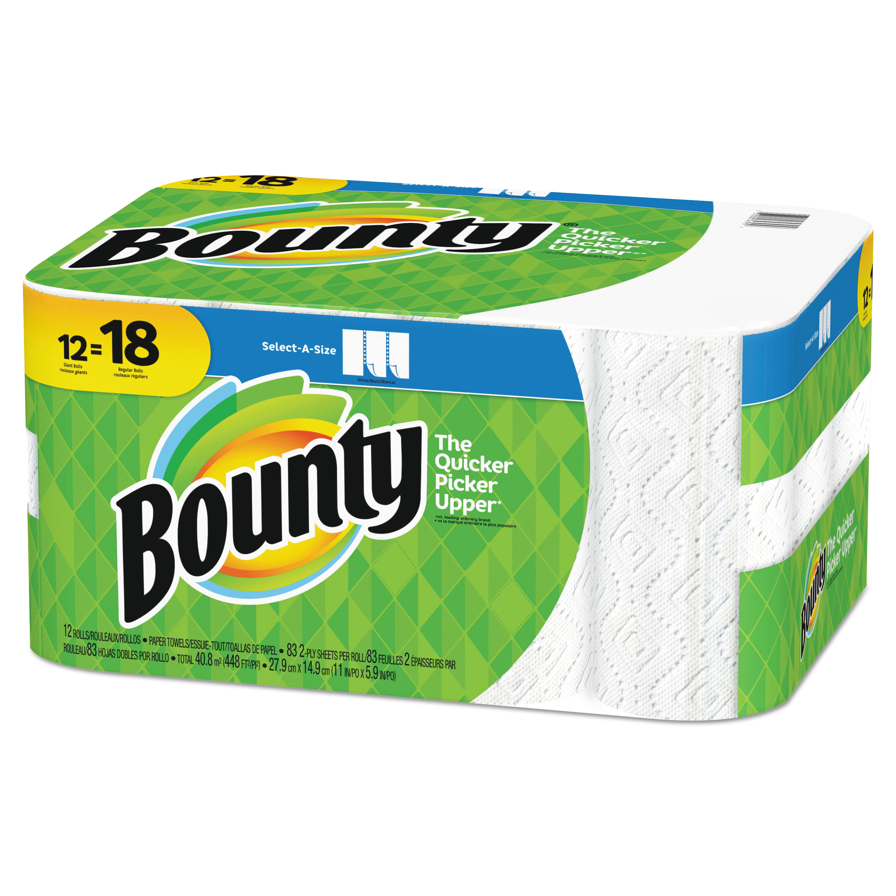  Bounty 74795 Select-a-Size Paper Towels, 2-Ply, White, 5.9 x 11, 83 Sheets/Roll, 12 Rolls/CT (PGC74795) 