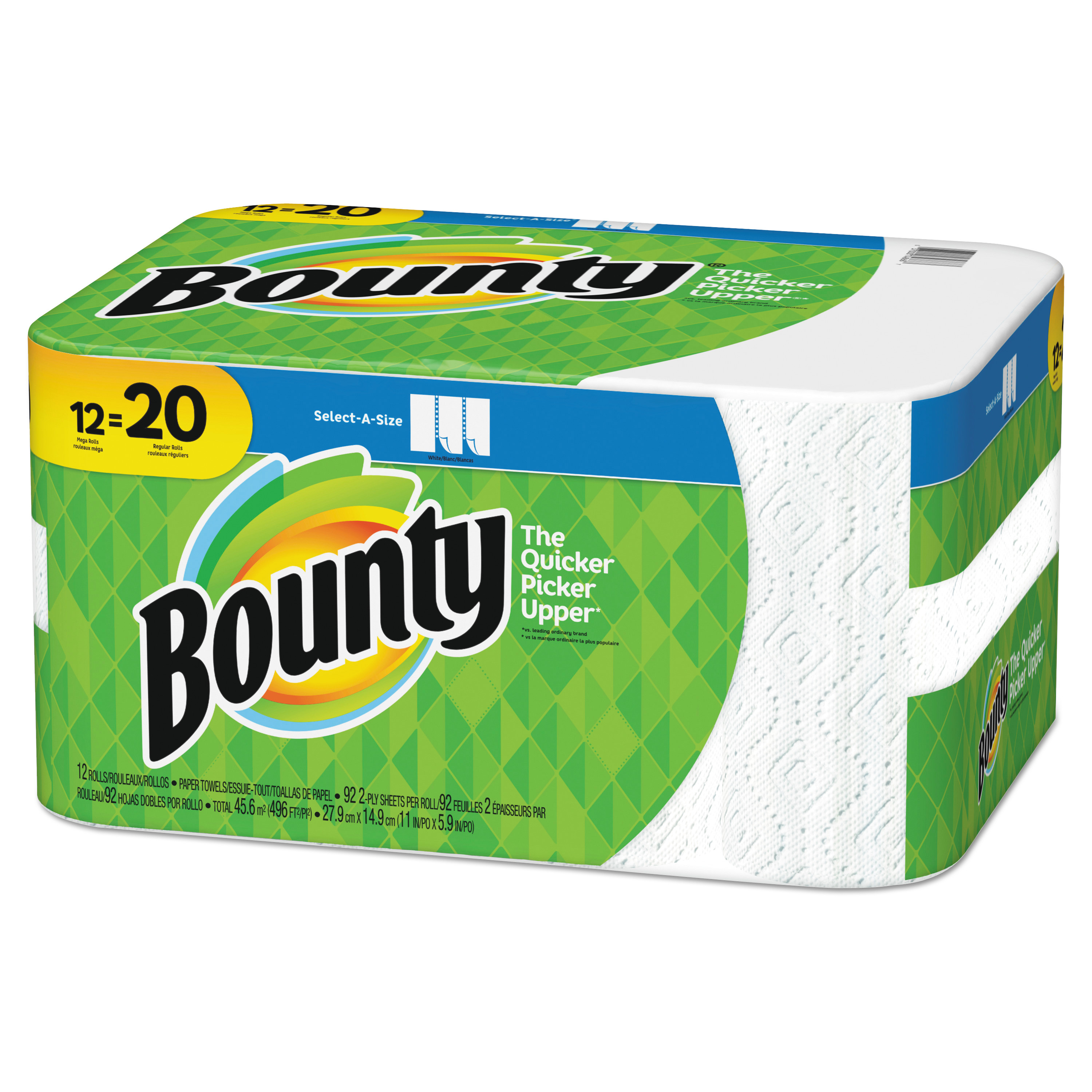 Select-a-Size Paper Towels, 2-Ply, White, 5.9 x 11, 92 Sheets/Roll, 12 Rolls/CT