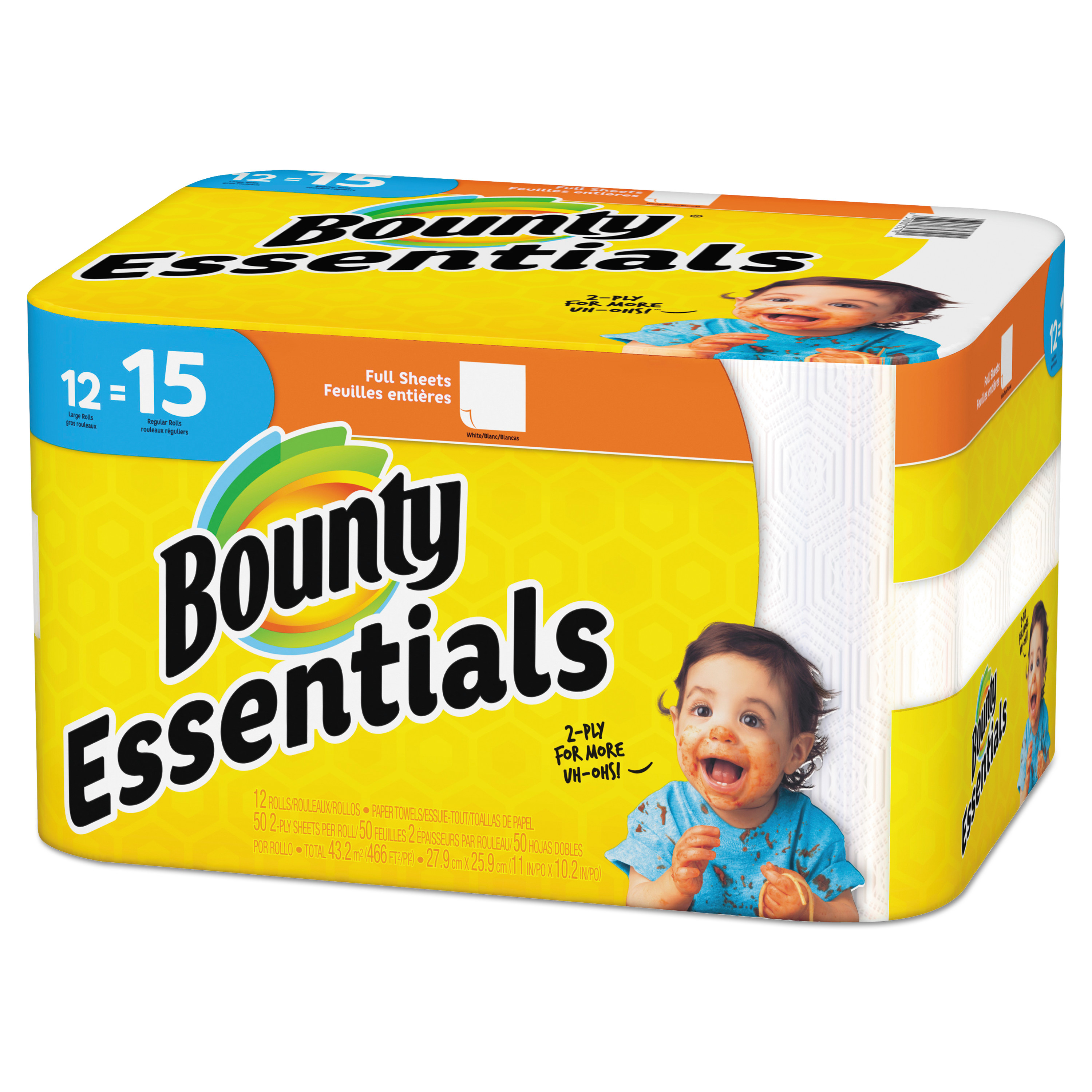  Bounty 75719 Essentials Paper Towels, 50 Sheets/Roll, 12 Rolls/Carton (PGC75719) 