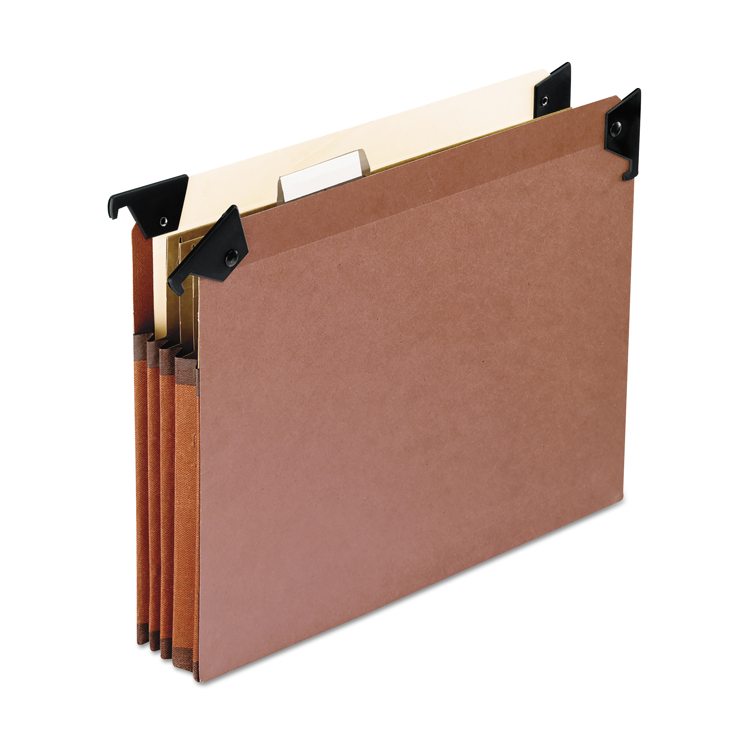  Pendaflex 45422 Premium Expanding Hanging File Pockets with Swing Hooks and Dividers, Letter Size, 1/5-Cut Tab, Brown, 5/Box (PFX45422) 