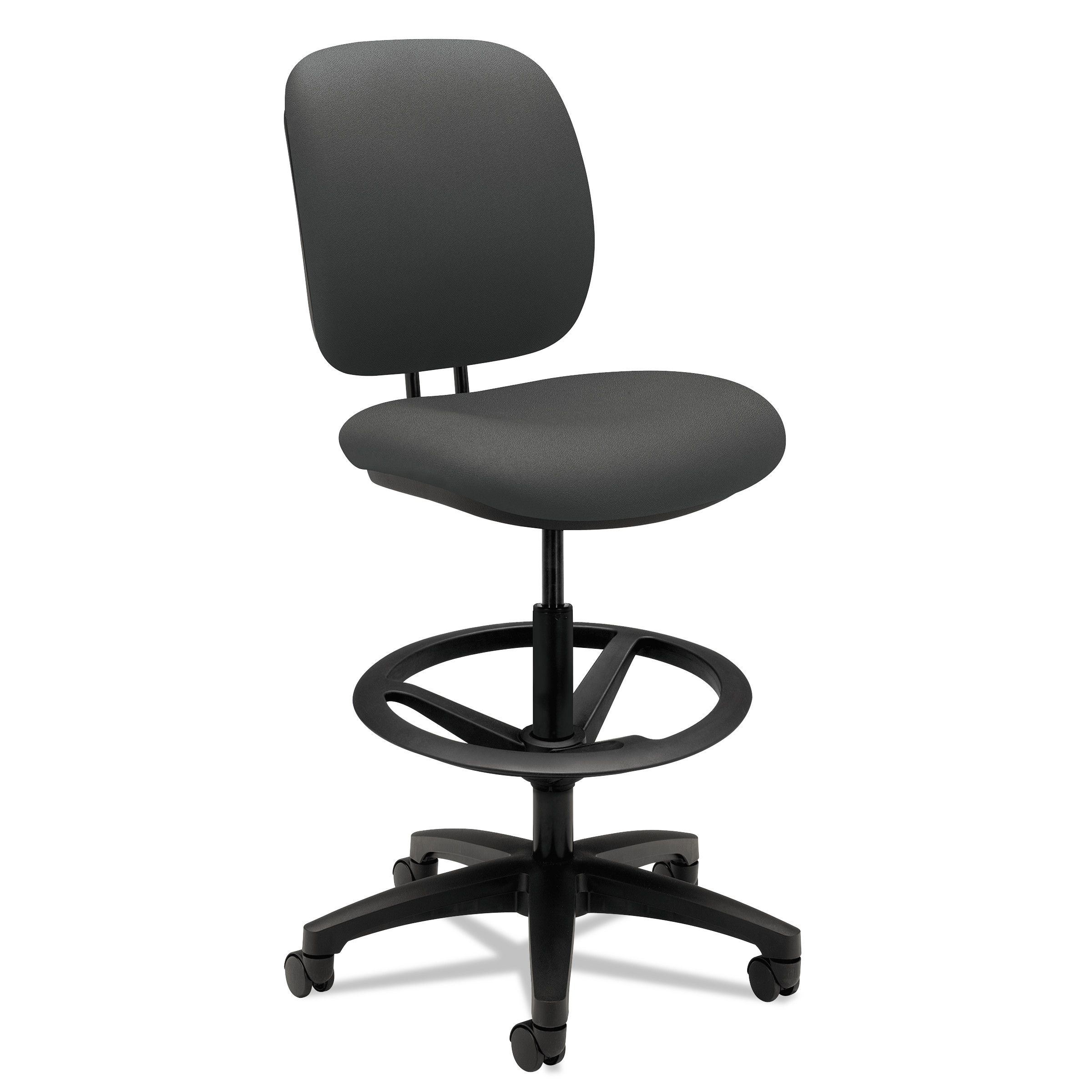  HON H5905.H.CU19.T ComforTask Task Stool with Adjustable Footring, 32 Seat Height, Supports up to 300 lbs, Iron Ore Seat/Back, Black Base (HON5905CU19T) 