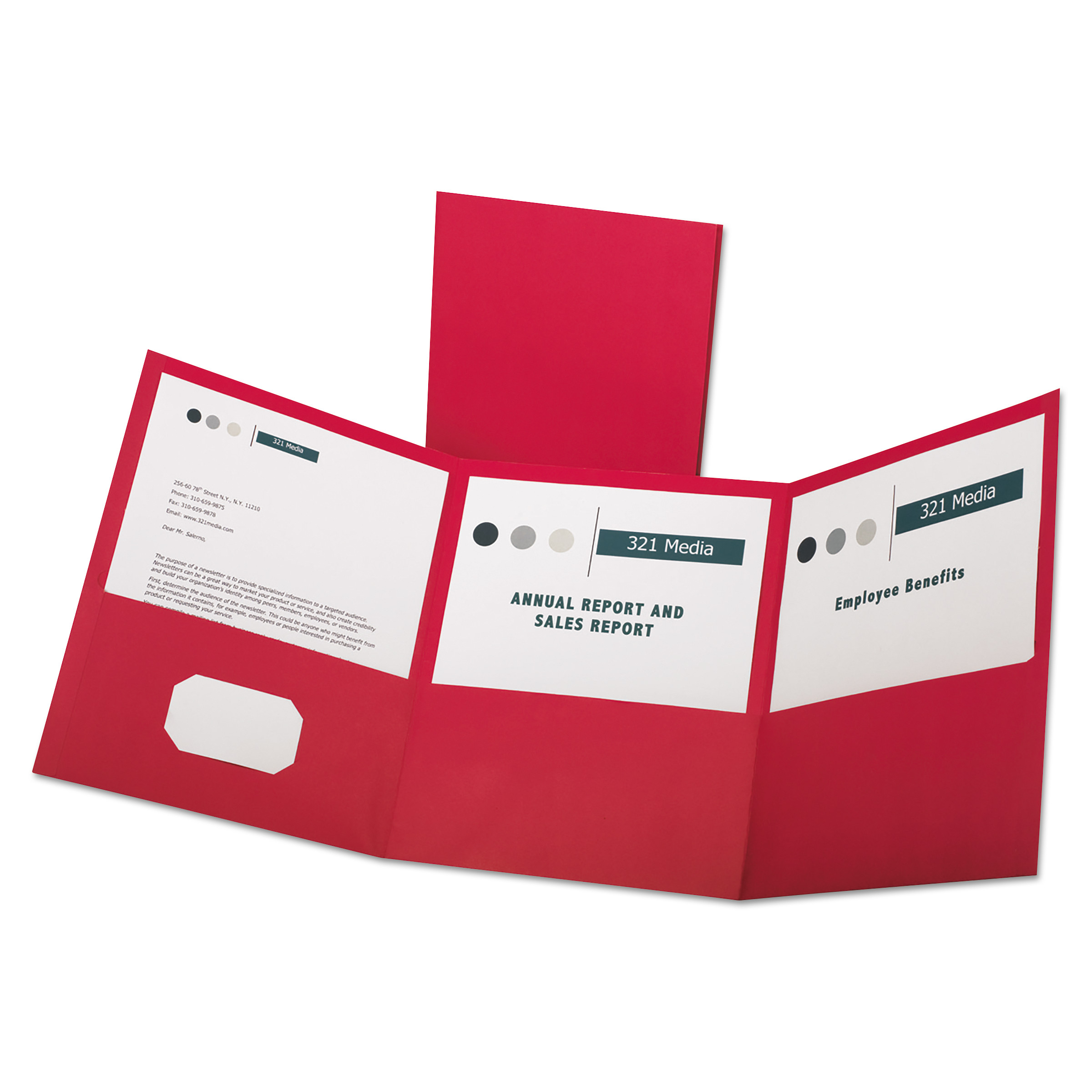  Oxford 59811 Tri-Fold Folder w/3 Pockets, Holds 150 Letter-Size Sheets, Red (OXF59811) 