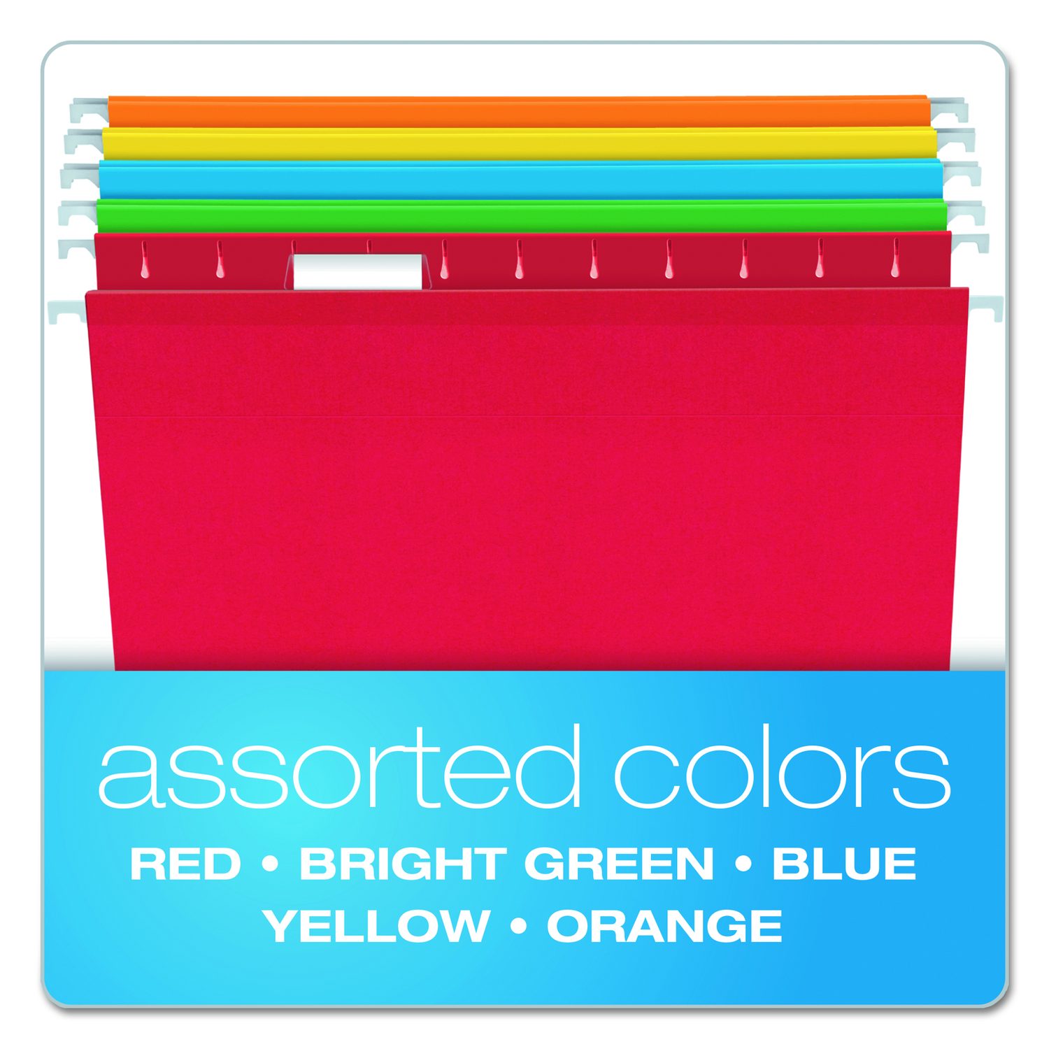 Colored Reinforced Hanging Folders, Legal Size, 1/5-Cut Tabs, Assorted ...