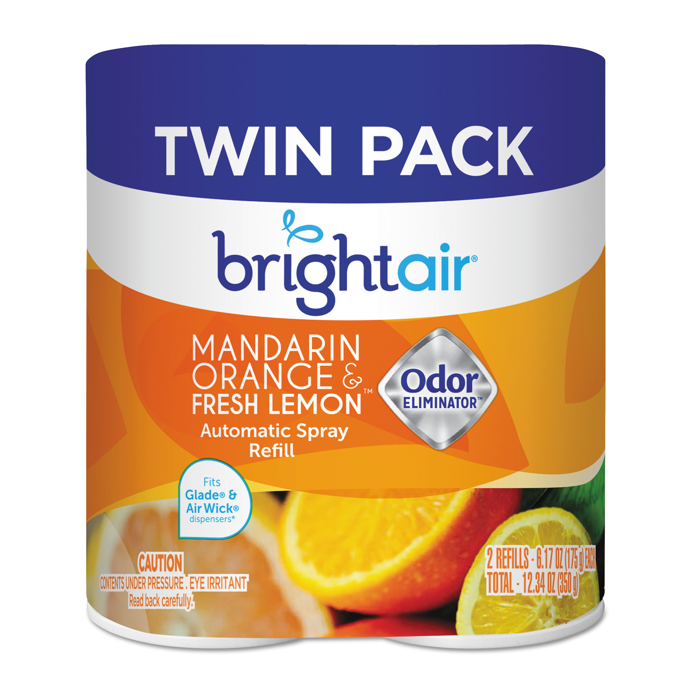  BRIGHT Air 900346 Automatic Spray Air Freshener Refill, Mandarin Orange & Fresh Lemon, 6/Carton (BRI900346) 