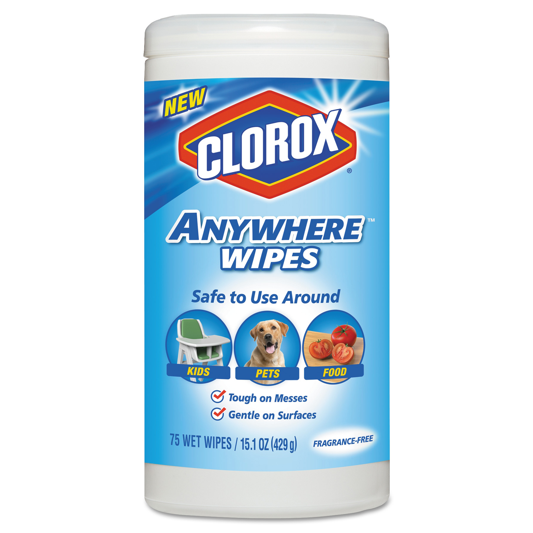  Clorox 31837 Disinfecting Wipes, 7 x 8, Fragrance-Free, 75 Wipes/Canister, 6/Carton (CLO31837) 