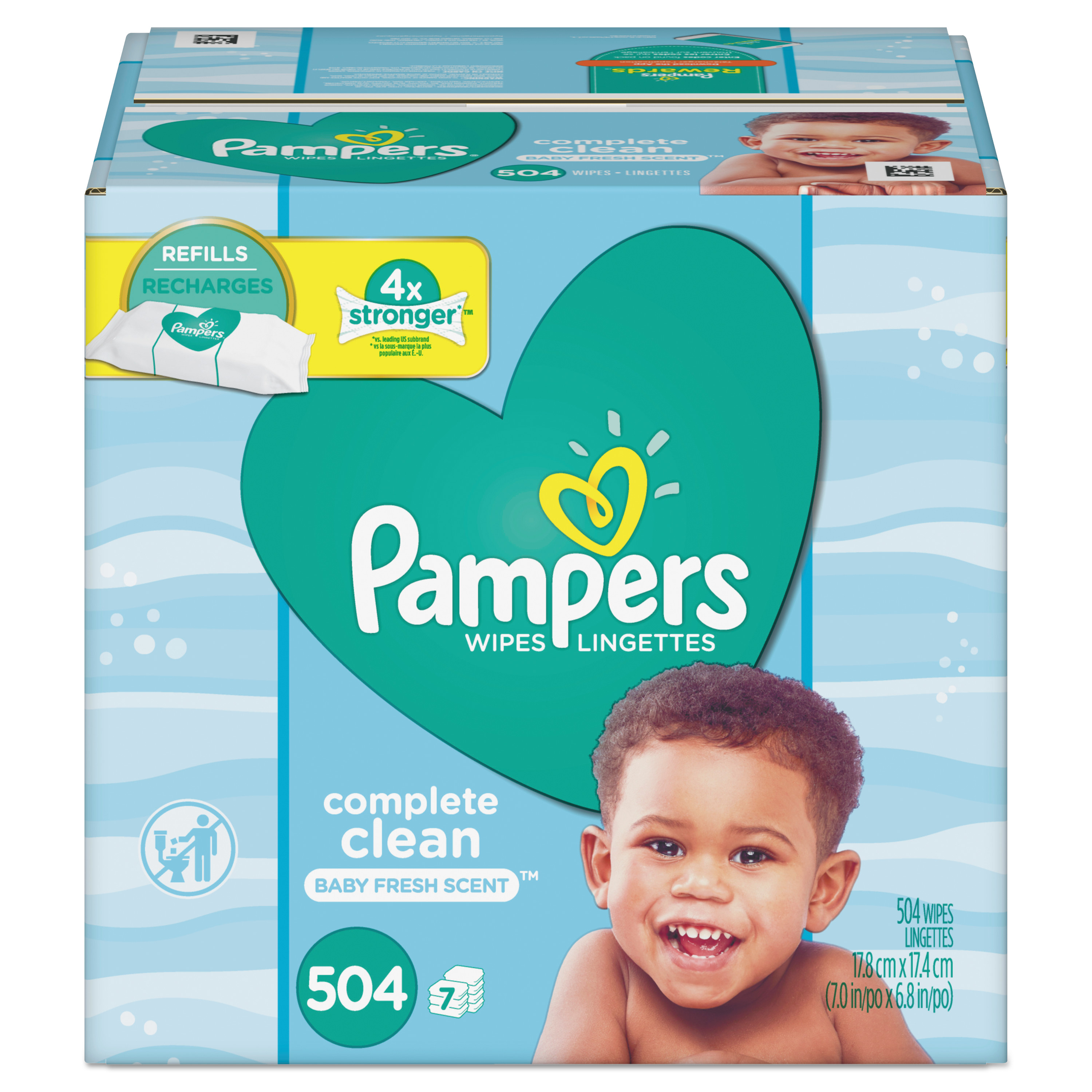  Pampers 75614 Complete Clean Baby Wipes, 1 Ply, Baby Fresh, 504/Pack (PGC75614) 