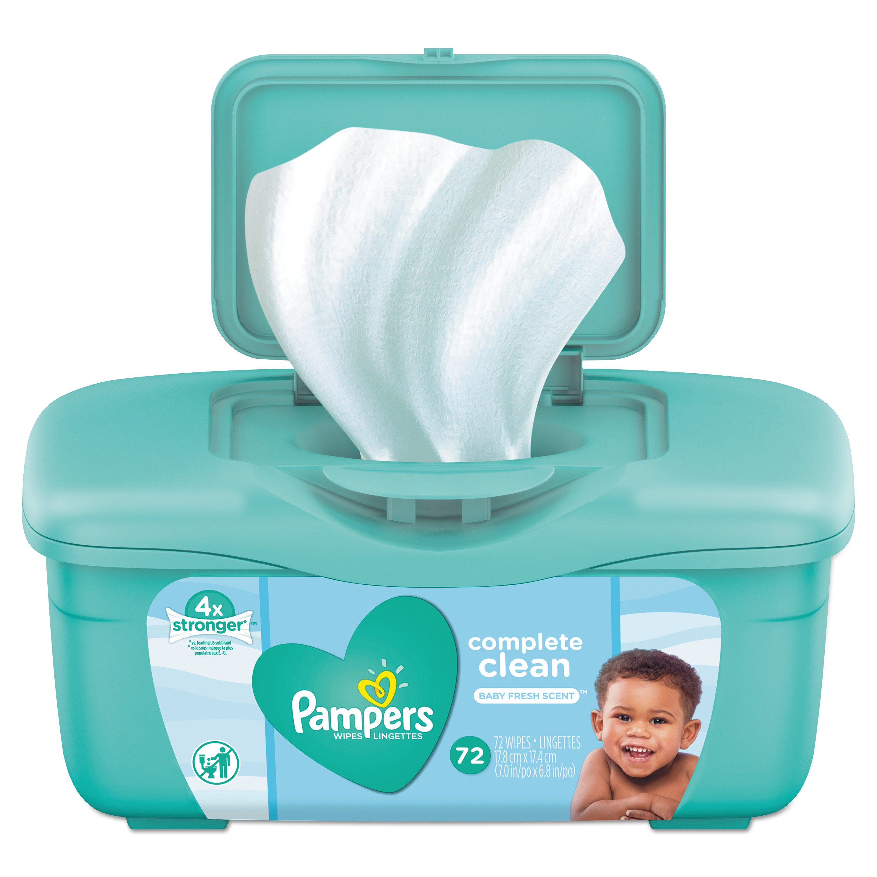 Pampers 75476 Complete Clean Baby Wipes, 1 Ply, Baby Fresh, 72 Wipes/Tub, 8 Tubs/Carton (PGC75476) 