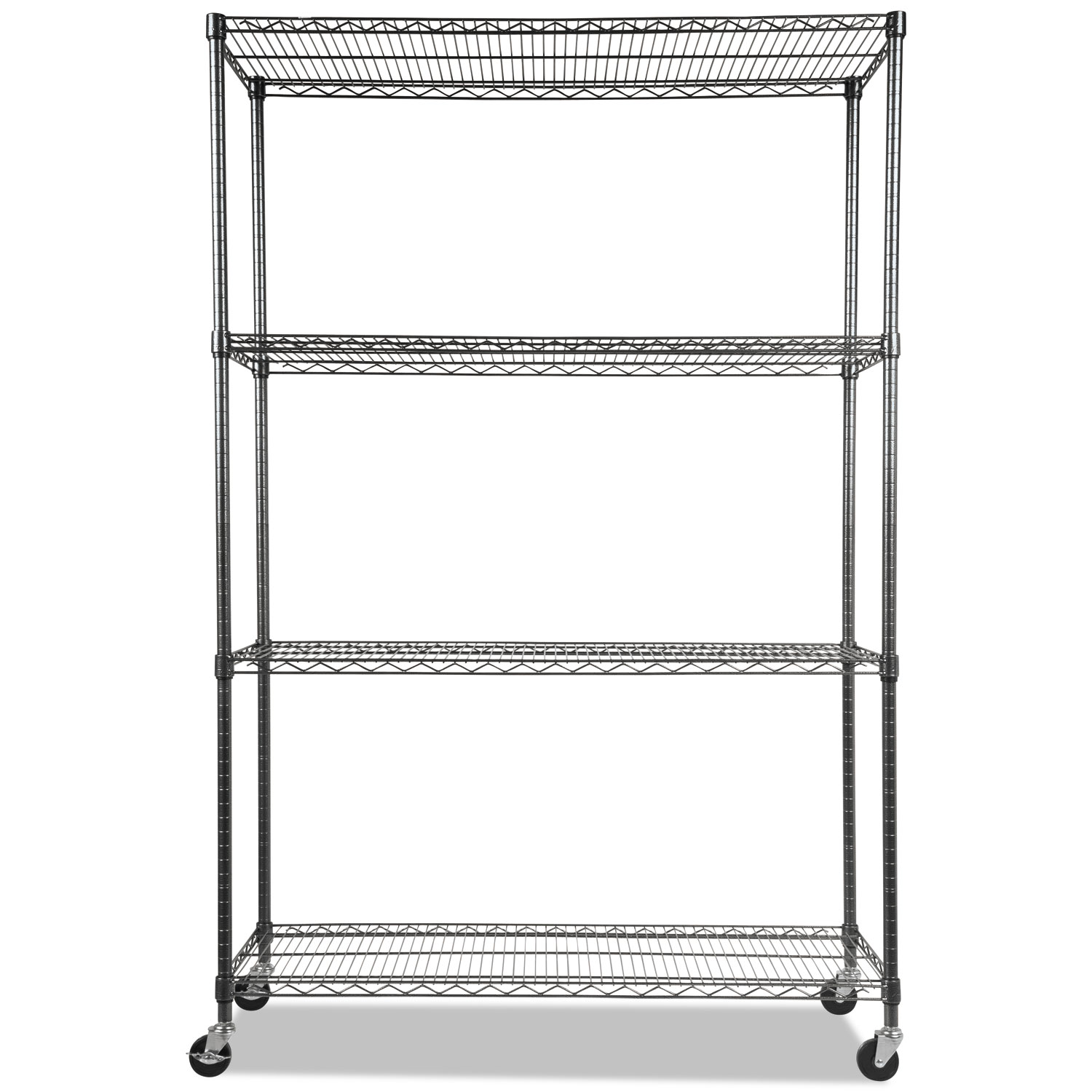 NSF Certified 4-Shelf Wire Kit w/Casters & Liner, 48 x 18 x 72, Black Anthracite