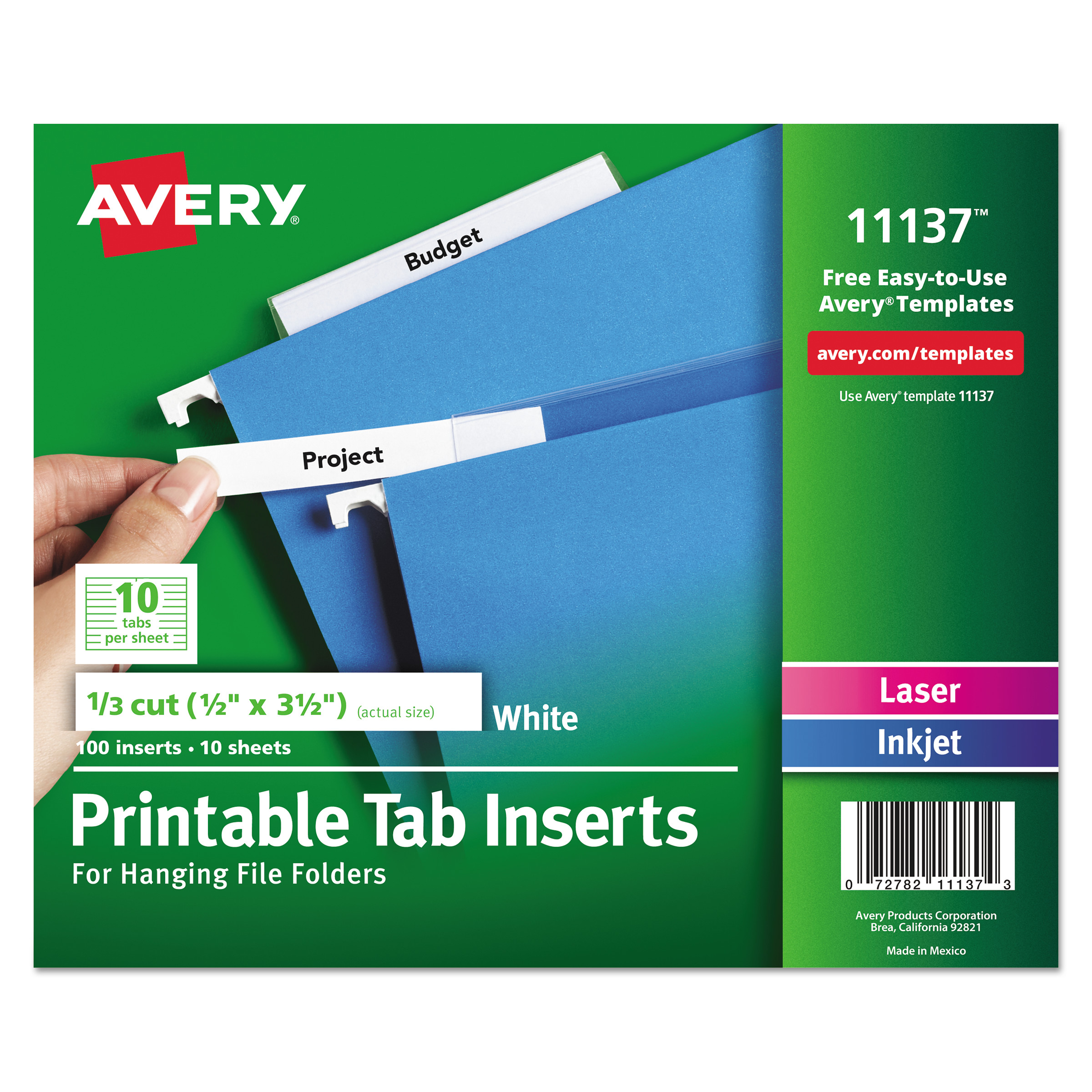 Avery Insertable Tabs Printable Inserts Acid-Free, 25 Tabs (16219