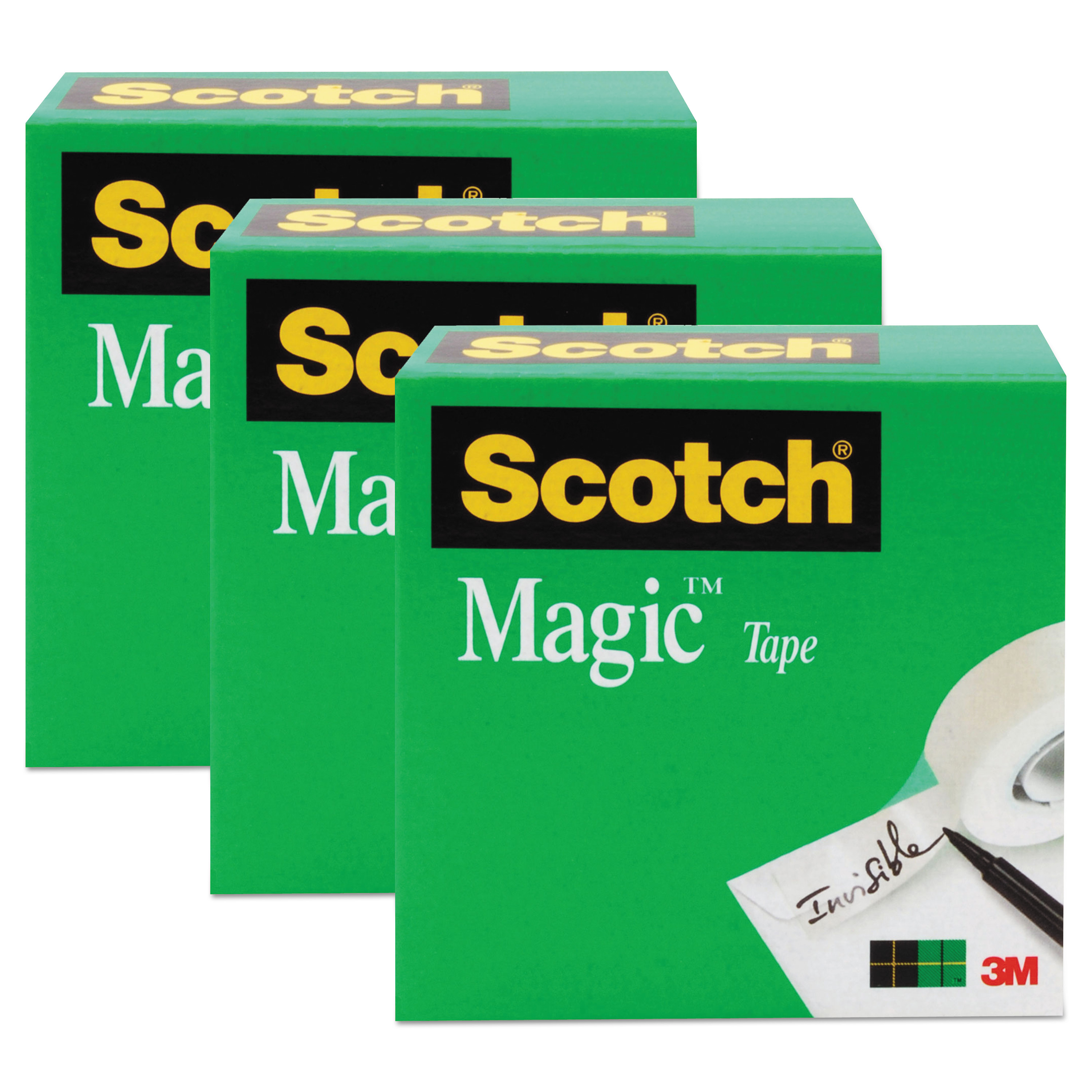  Scotch 810-72-3PK Magic Tape Refill, 3 Core, 1 x 72 yds, Clear, 3/Pack (MMM810723PK) 