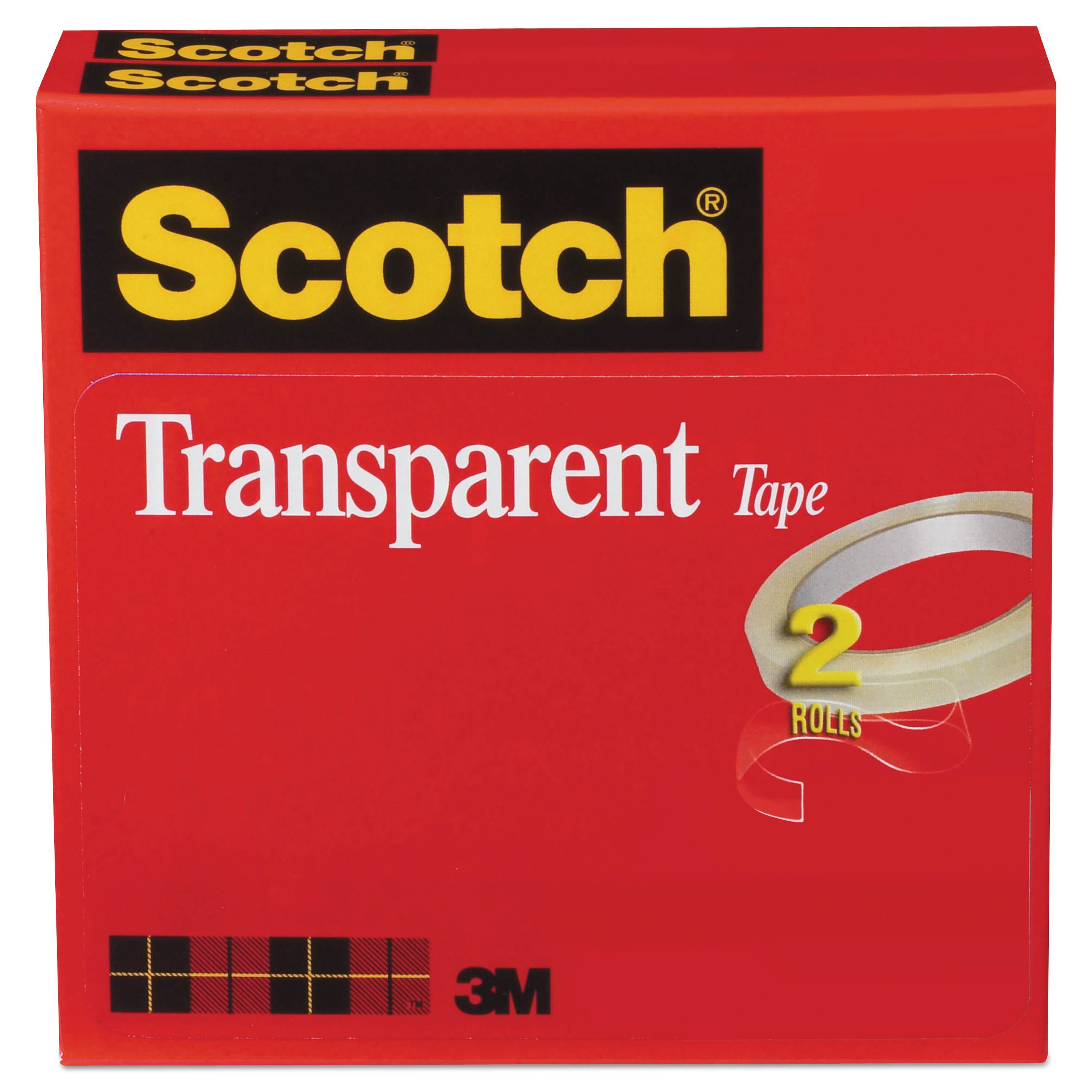 Scotch 600-2P12-72 Transparent Tape, 3 Core, 0.5 x 72 yds, Transparent, 2/Pack (MMM6002P1272) 