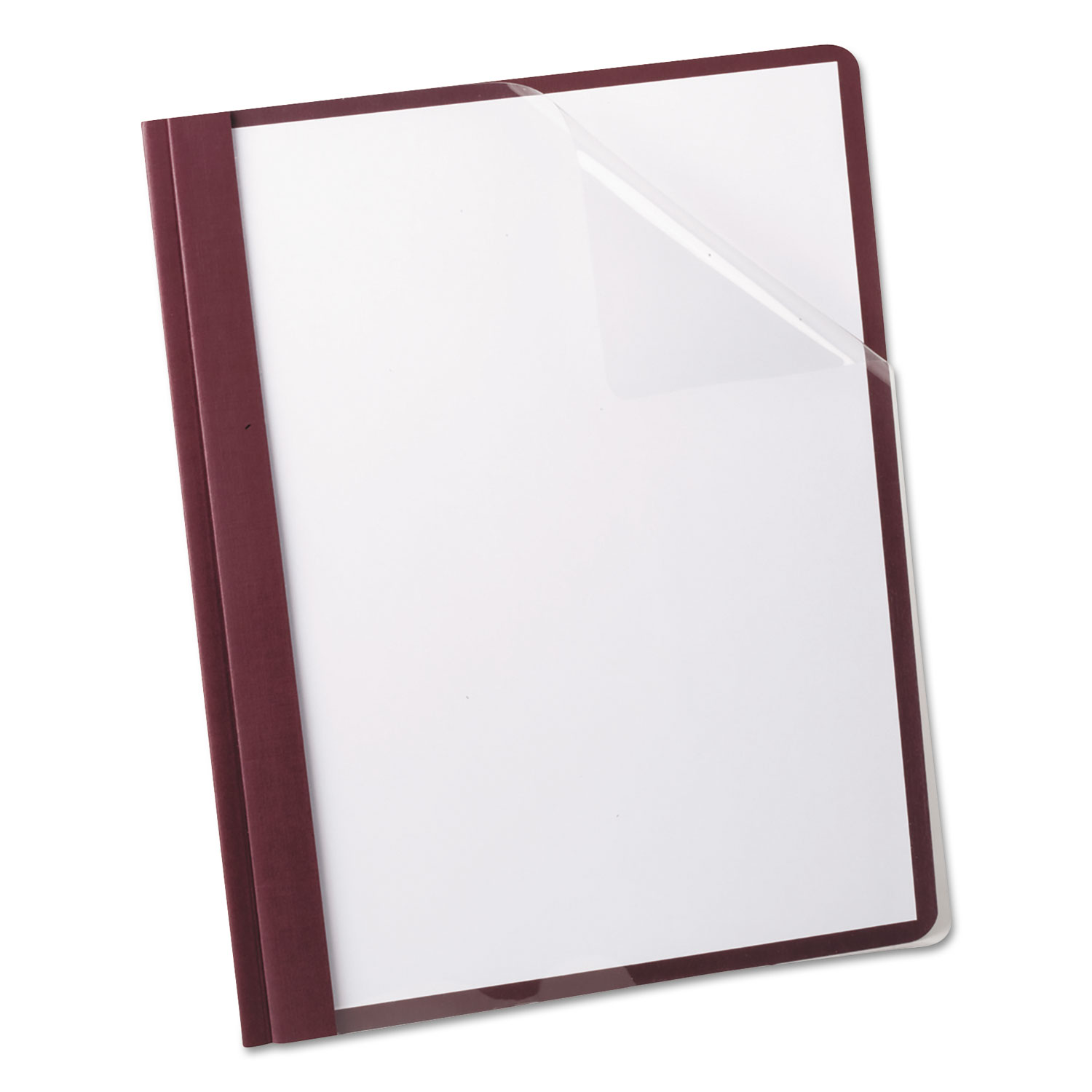 Oxford™ Linen Finish Clear Front Report Cover, 3 Fasteners, Letter, Burgundy, 25/Box