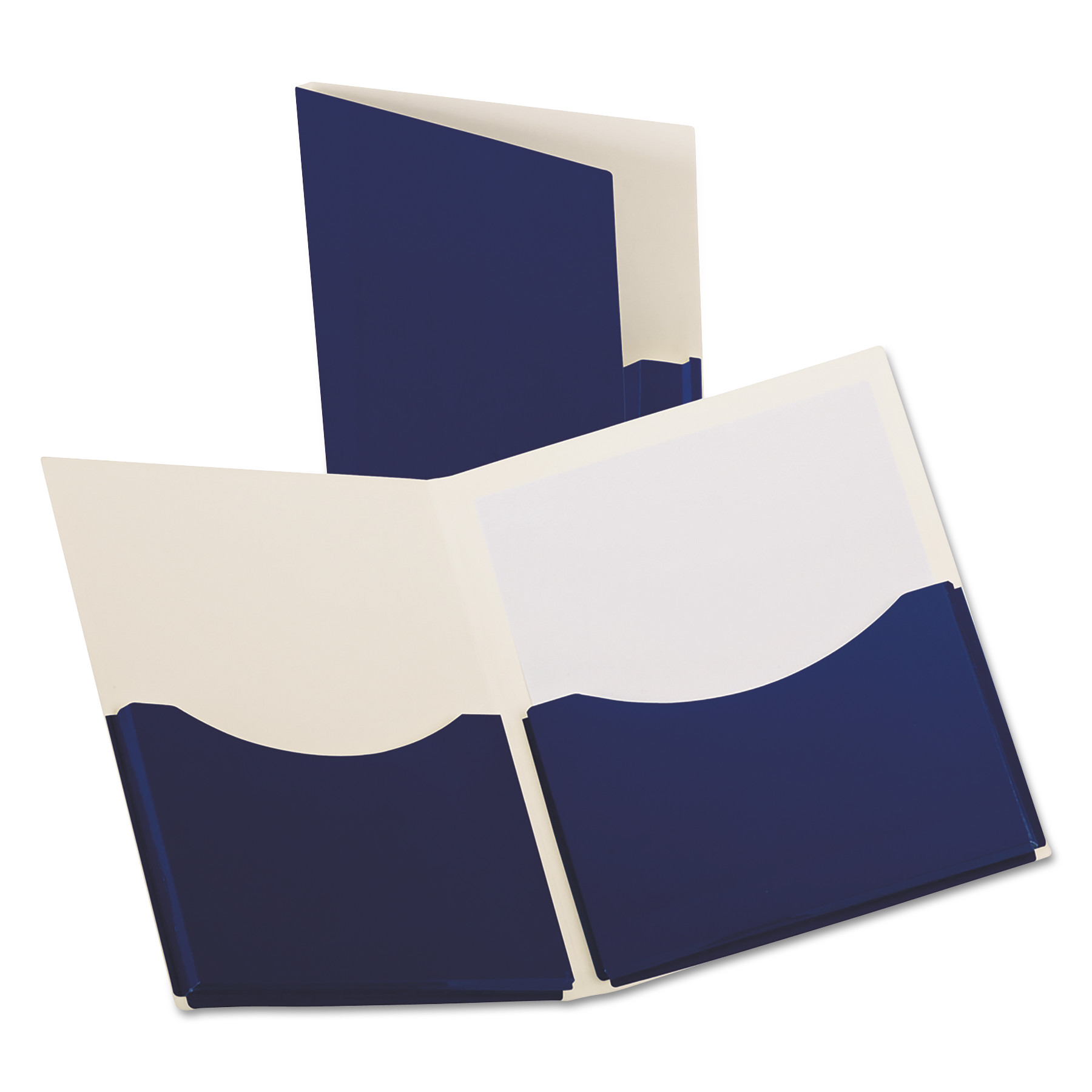  Oxford 54443 Double Stuff Gusseted 2-Pocket Laminated Paper Folder, 200-Sheet Capacity, Navy (OXF54443) 