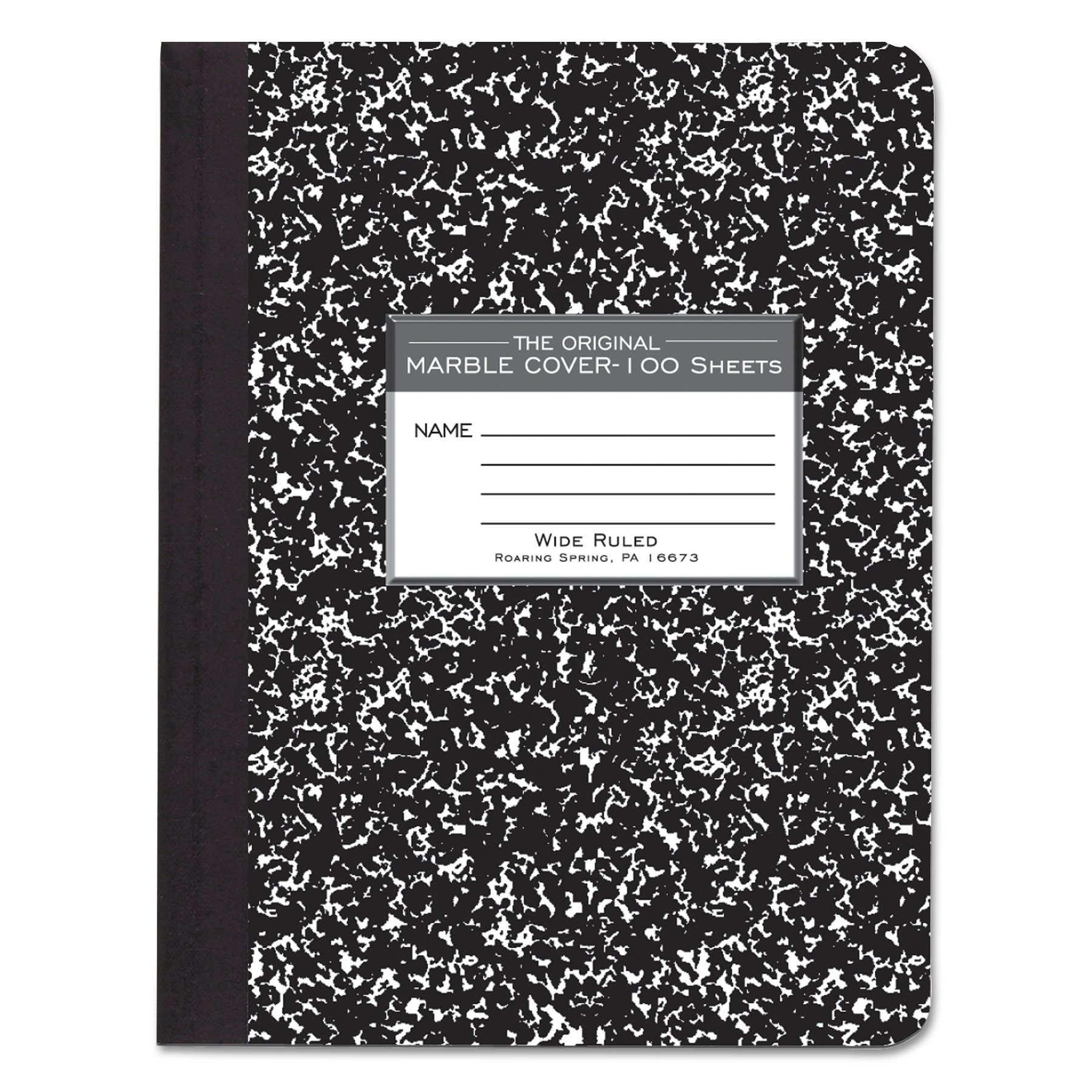  Roaring Spring 77230 Marble Cover Composition Book, Wide/Legal Rule, Black Cover, 9.75 x 7.5, 100 Sheets (ROA77230) 