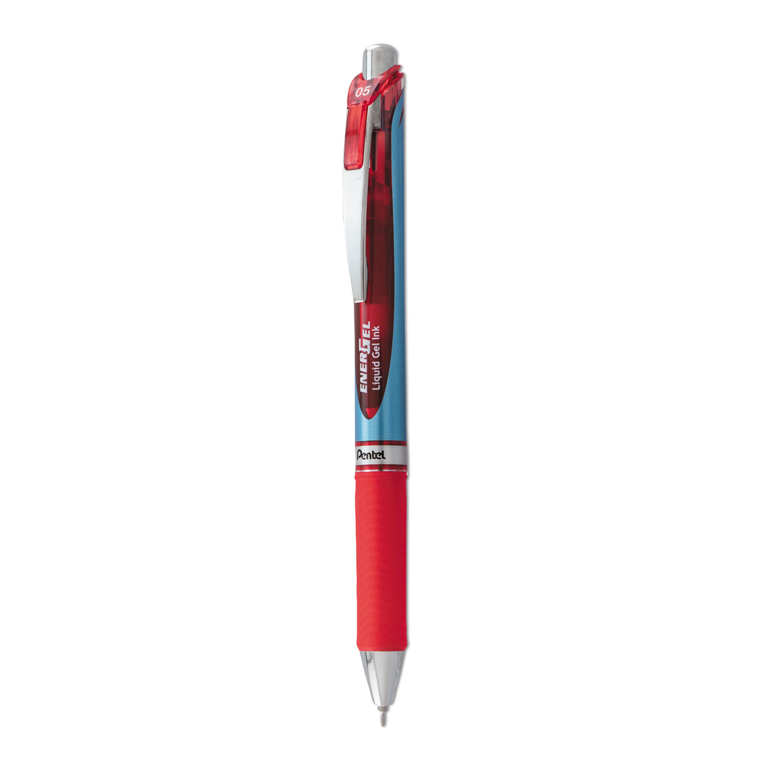  Pentel BLN75-B EnerGel RTX Retractable Gel Pen, Fine 0.5mm, Red Ink, Silver/Red Barrel (PENBLN75B) 