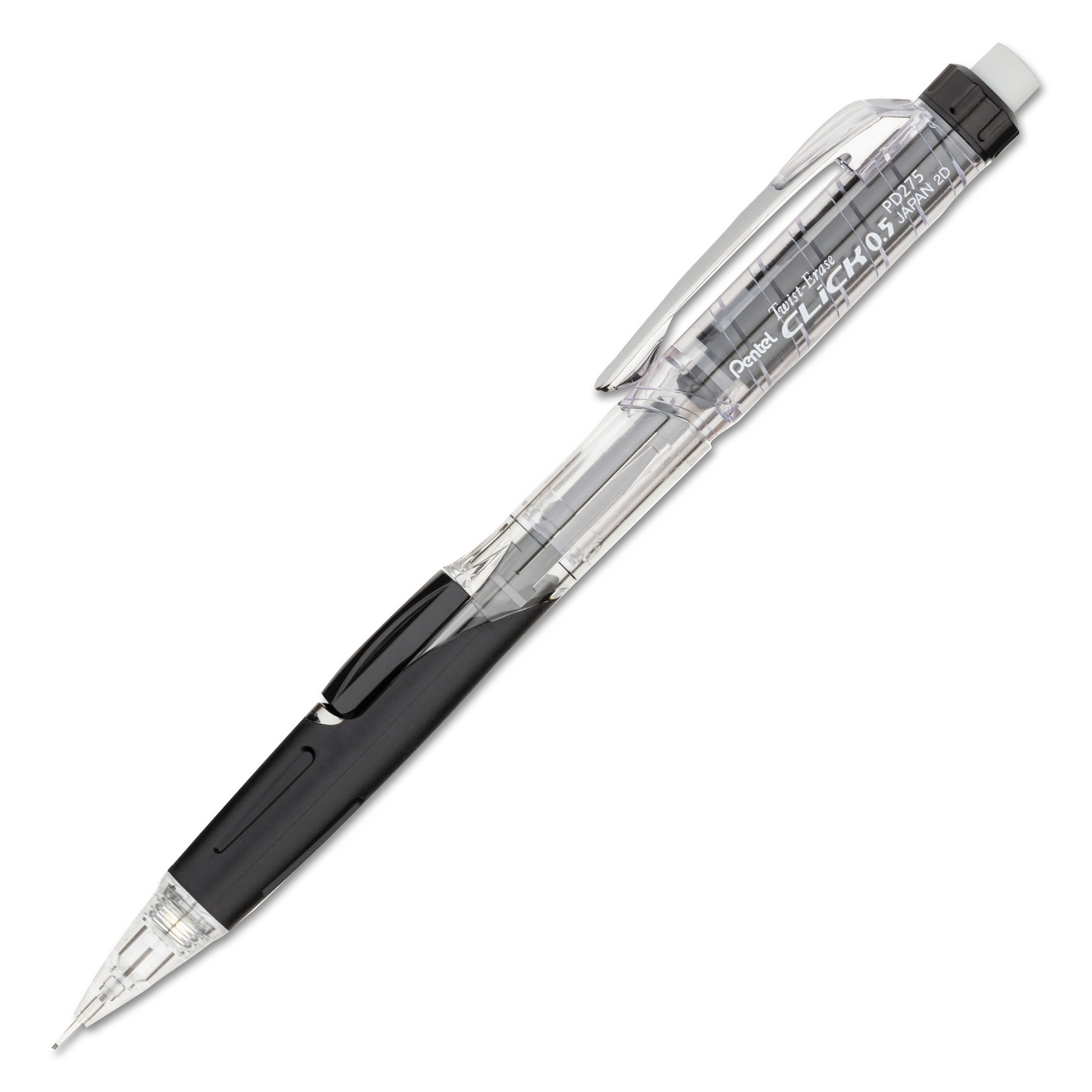  Pentel PD275TA Twist-Erase CLICK Mechanical Pencil, 0.5 mm, HB (#2.5), Black Lead, Black Barrel (PENPD275TA) 