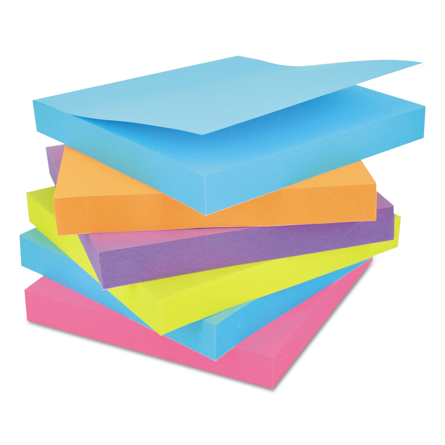 Self-Stick Note Pads, 3 x 3, Assorted Bright Colors, 100-Sheet, 12/PK
