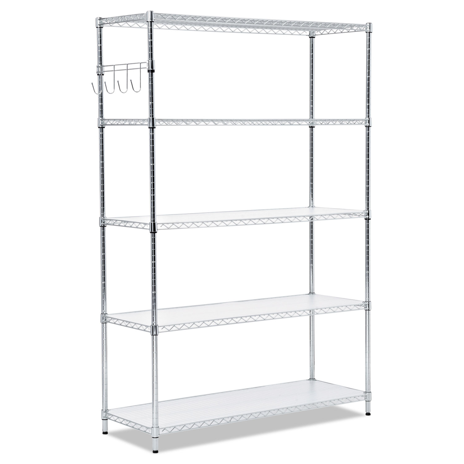 5-Shelf Wire Shelving Kit, 48w x 18d x 72h, Silver