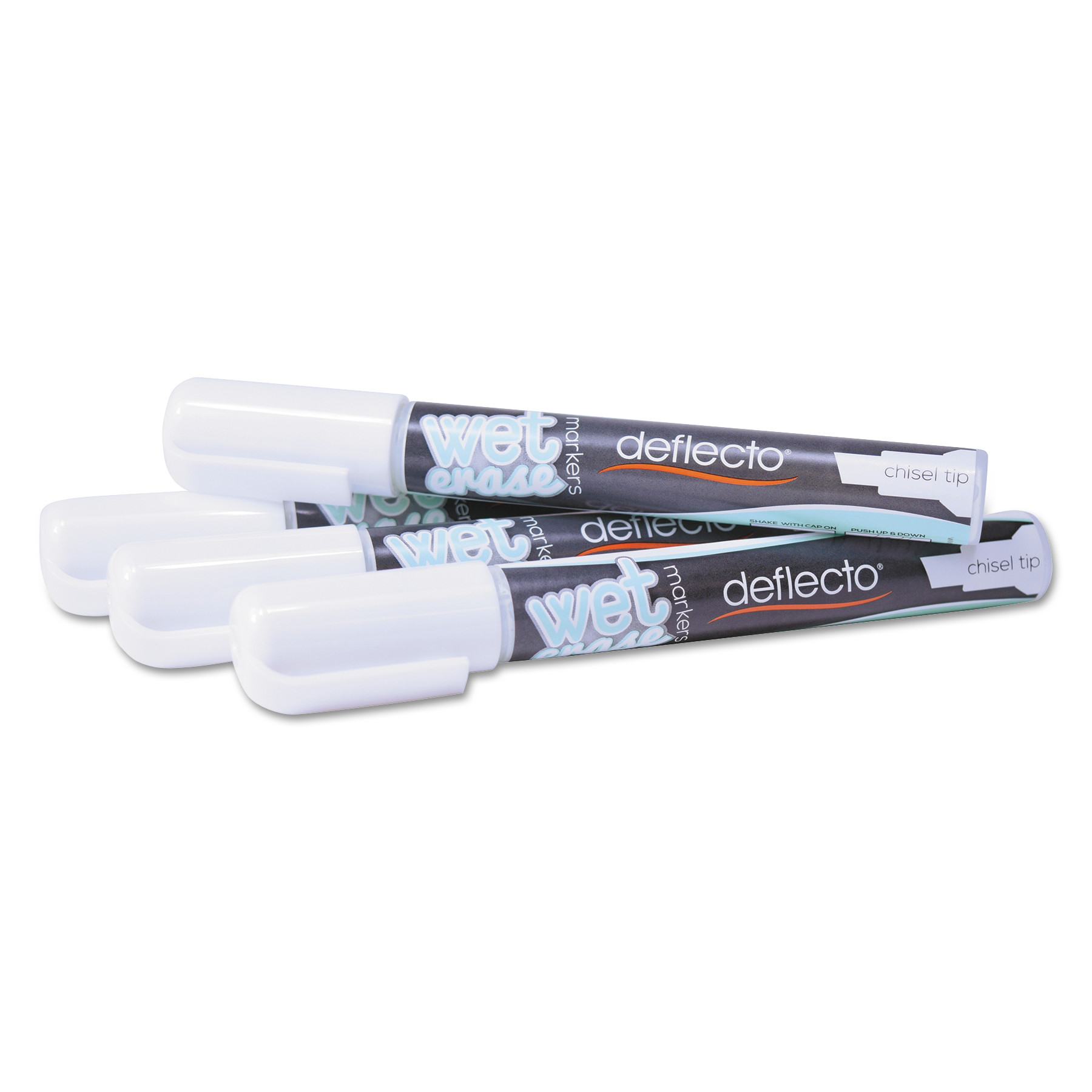 deflecto SMA510-V4-WT Wet Erase Markers, Medium Chisel Tip, White, 4/Pack (DEFSMA510V4WT) 
