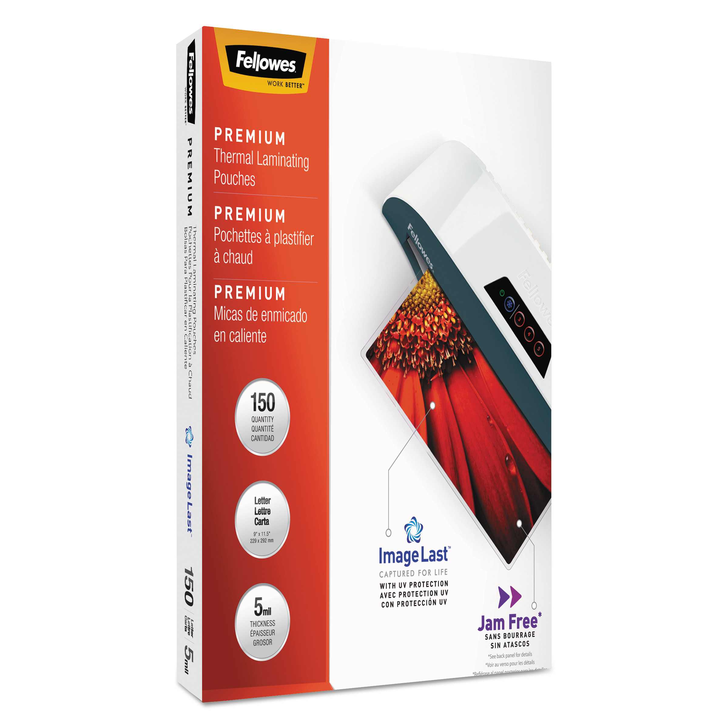  Fellowes 5204007 ImageLast Laminating Pouches with UV Protection, 5 mil, 9 x 11.5, Clear, 150/Pack (FEL5204007) 