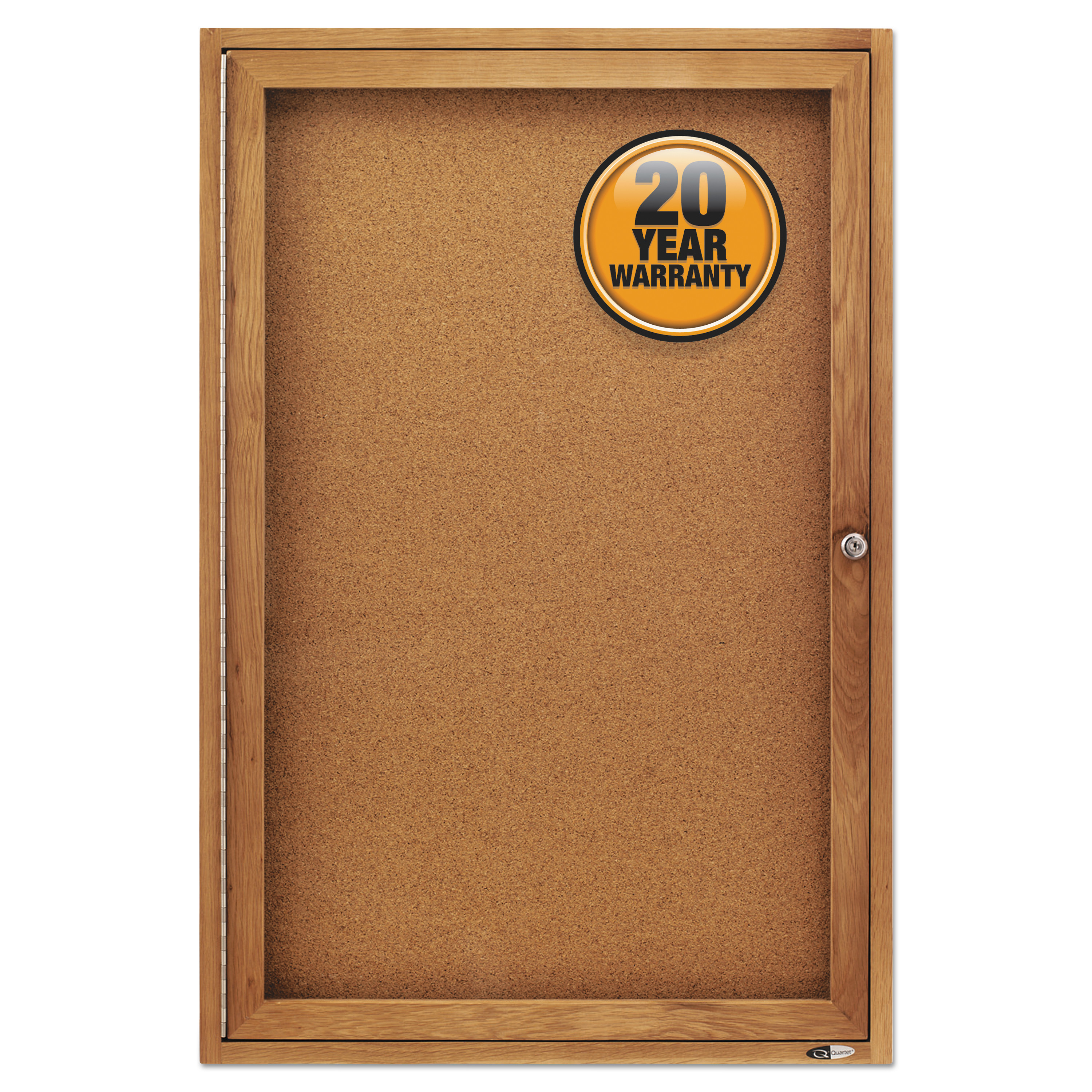  Quartet 363 Enclosed Bulletin Board, Natural Cork/Fiberboard, 24 x 36, Oak Frame (QRT363) 