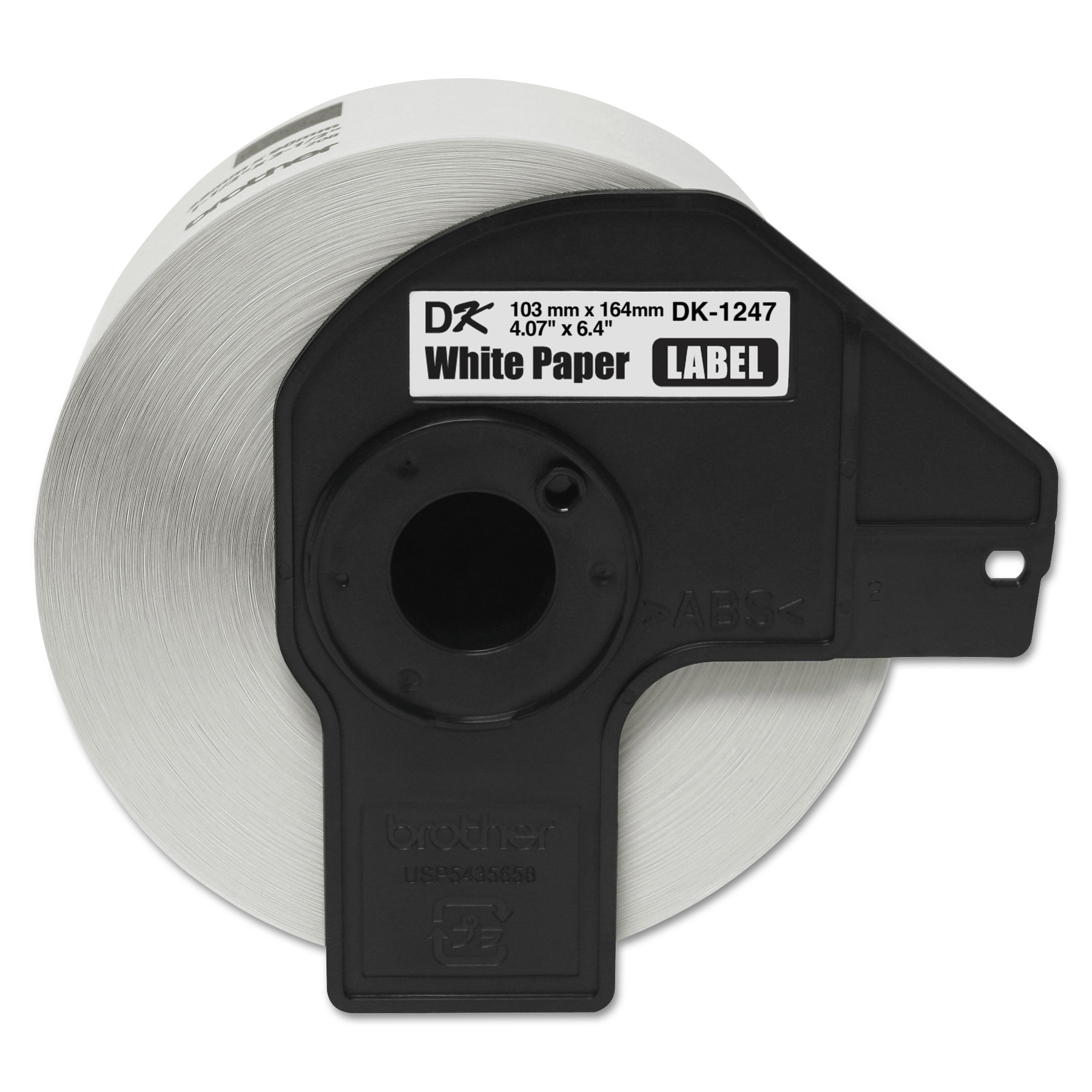  Brother P-Touch DK1247 DK1247 Label Tape, 4.07 x 6.4, Black on White, 180/Roll (BRTDK1247) 