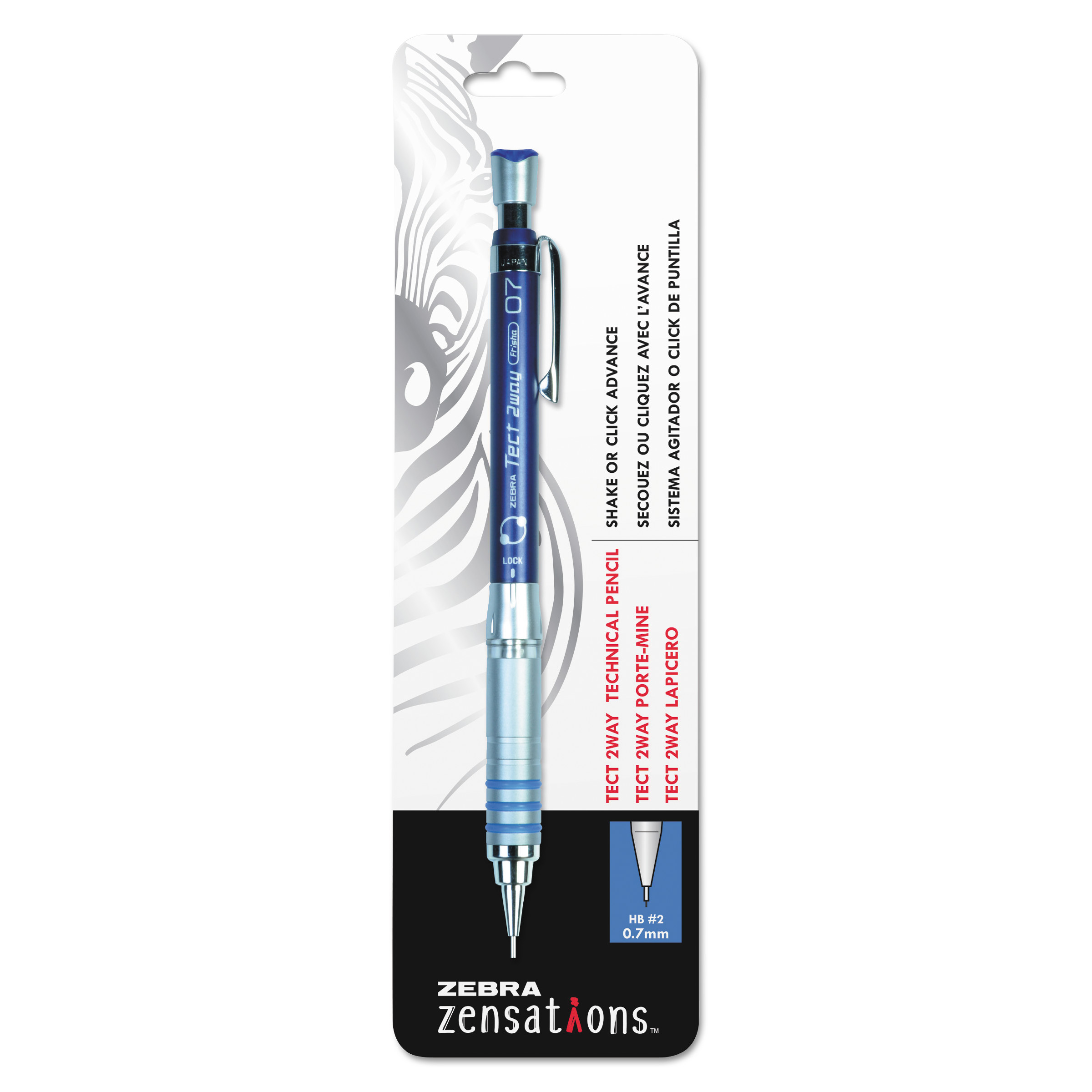  Zebra 06211 Zensations Tect 2way 1000 Technical Pencil, 0.7 mm, HB (#2), Black Lead, Blue Barrel (ZEB06211) 