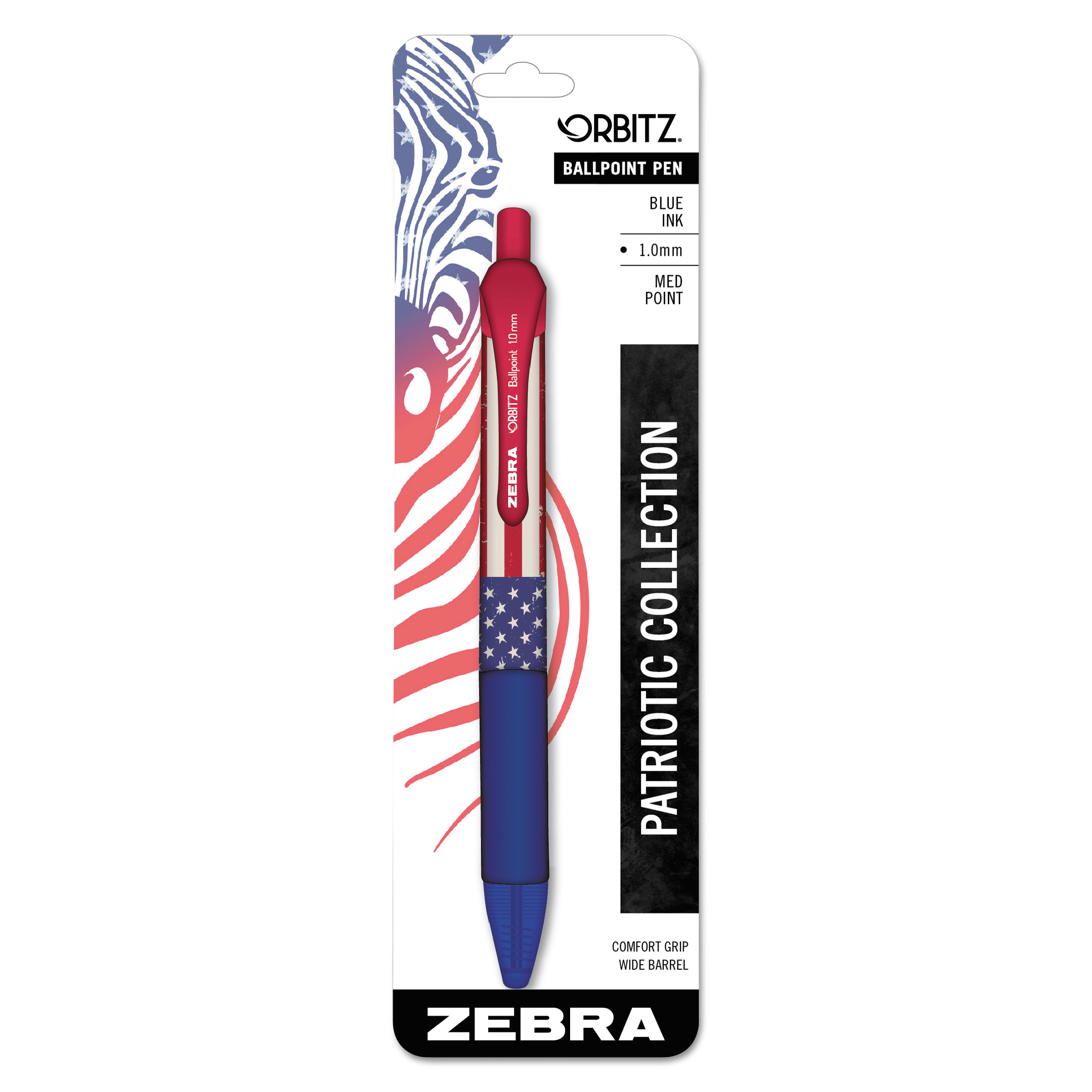  Zebra 21721 Blister-Carded Orbitz Retractable Ballpoint Pen, 1mm, Blue Ink, Blue Barrel (ZEB21721) 