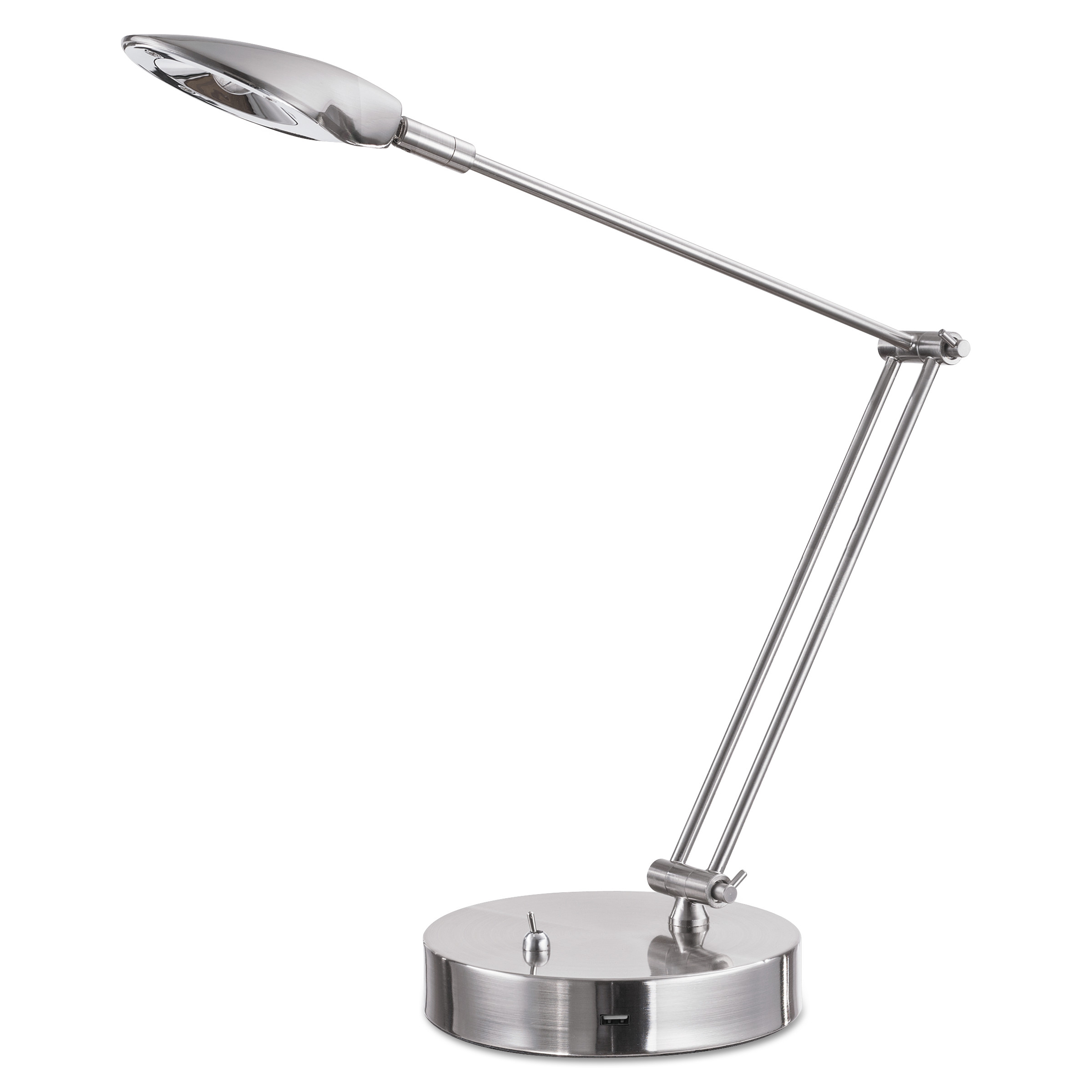 Adjustable LED Task Lamp with USB Port, 11"w x 6.25"d x 26"h, Brushed Nickel