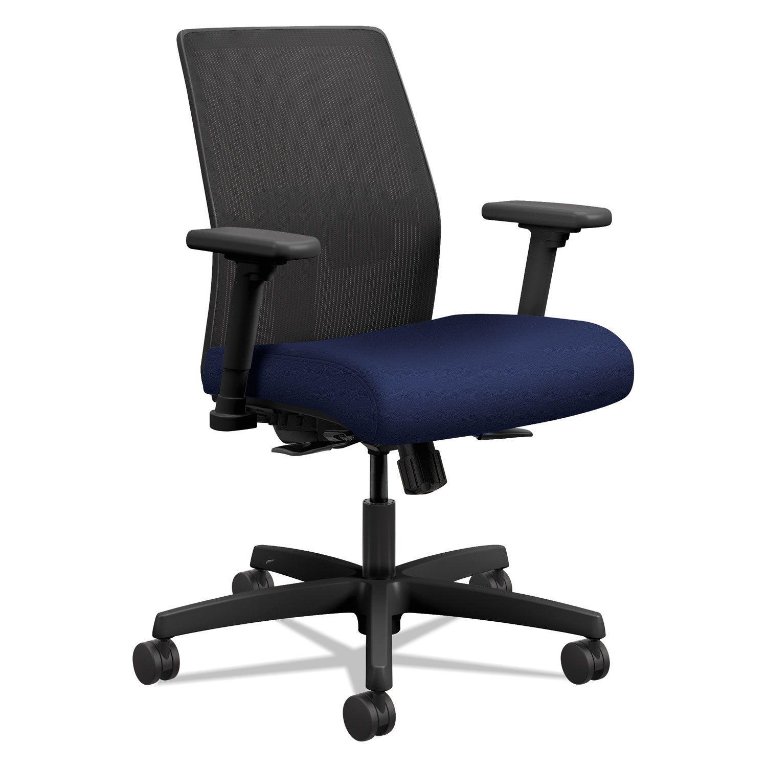 HON® Ignition 2.0 4-Way Stretch Low-Back Mesh Task Chair, Supports up to 300 lbs., Black Seat, Black Back, Black Base