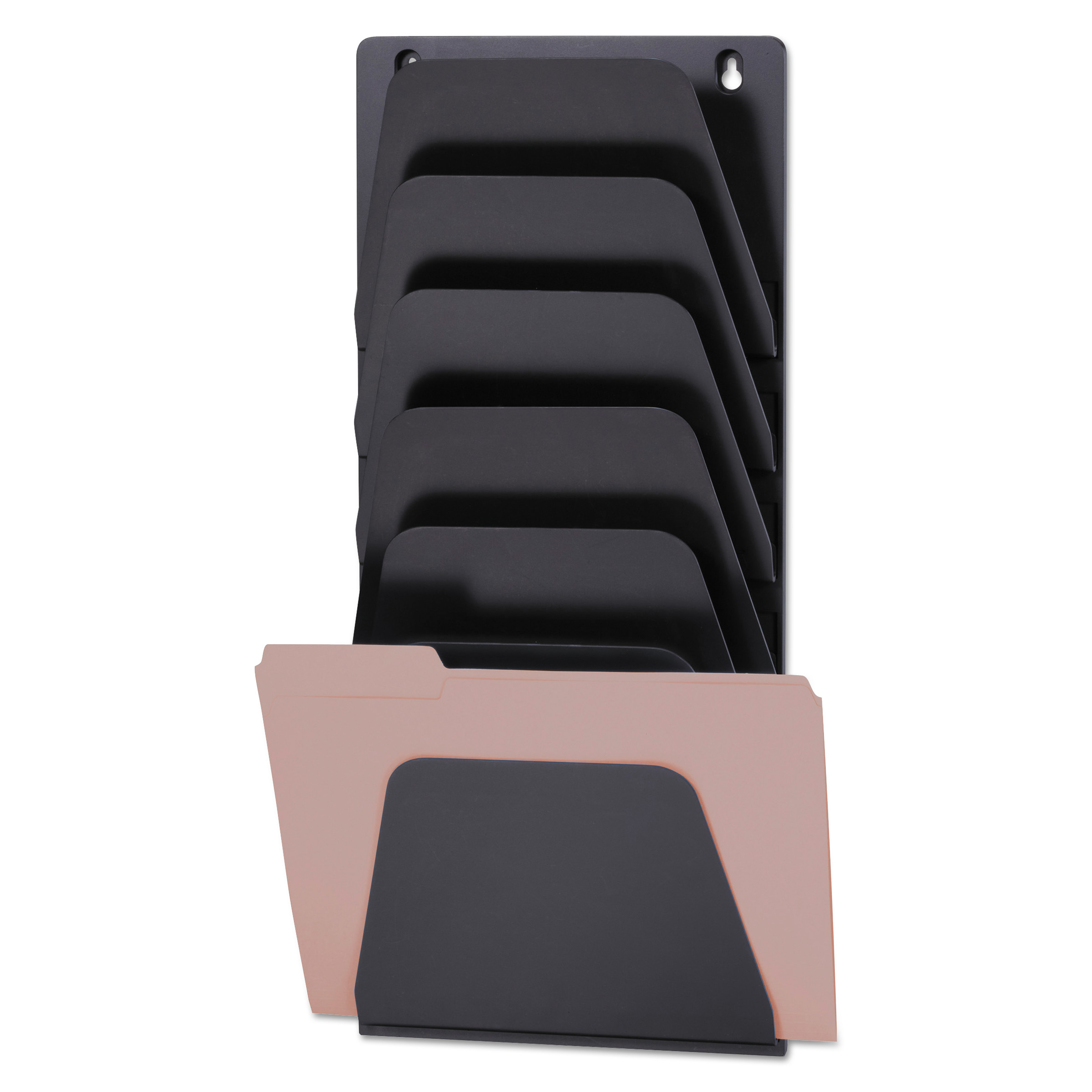 Wall File Holder, 7 Sections, Legal/Letter, Black
