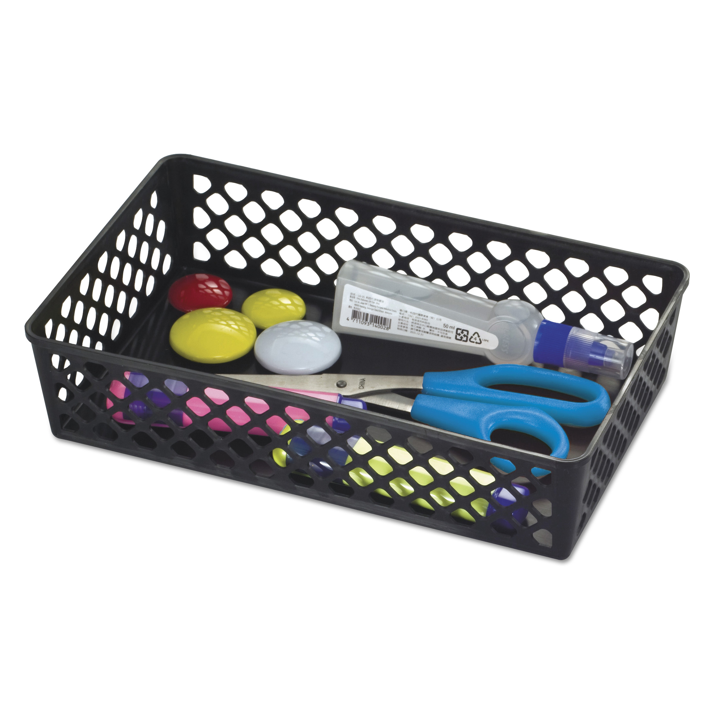  Officemate 26202 Recycled Supply Basket, 10.0625 x 6.125 x 2.375, Black (OIC26202) 