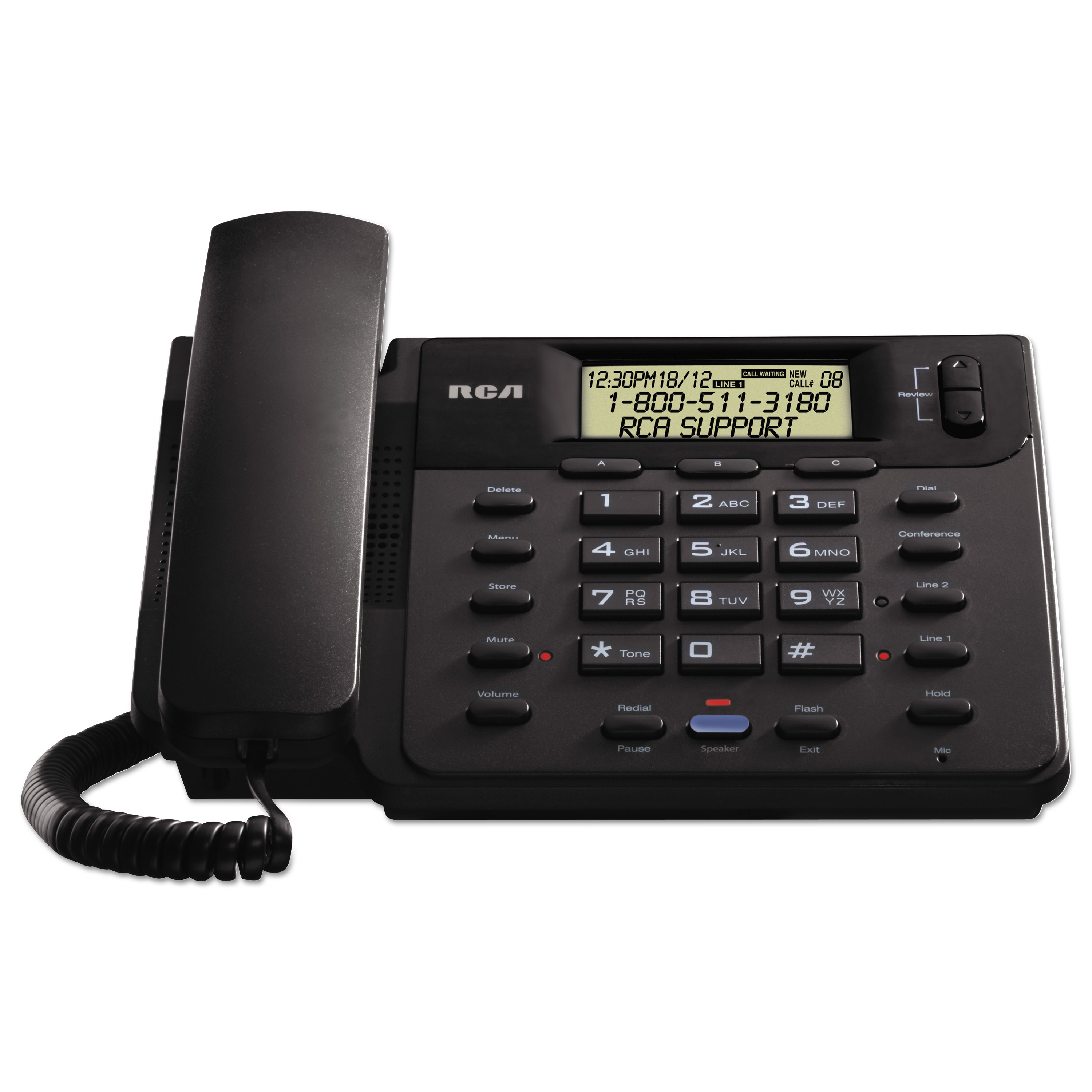  RCA 25201RE1 VISYS Corded 2-Line Speakerphone With Caller ID, Black (RCA25201RE1) 