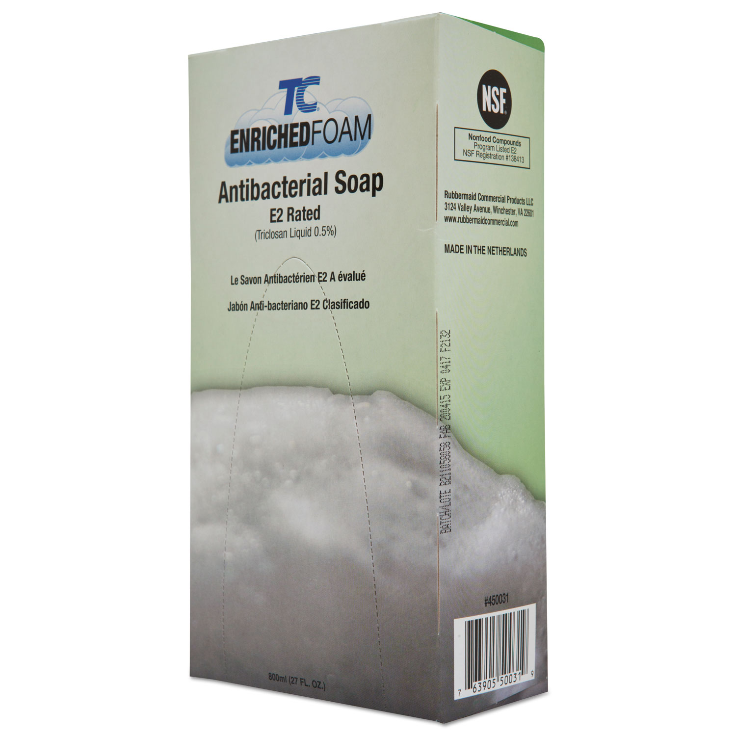 Rubbermaid® Commercial TC EnrichedFoam Hand Wash, Fragrance-Free, 800 mL