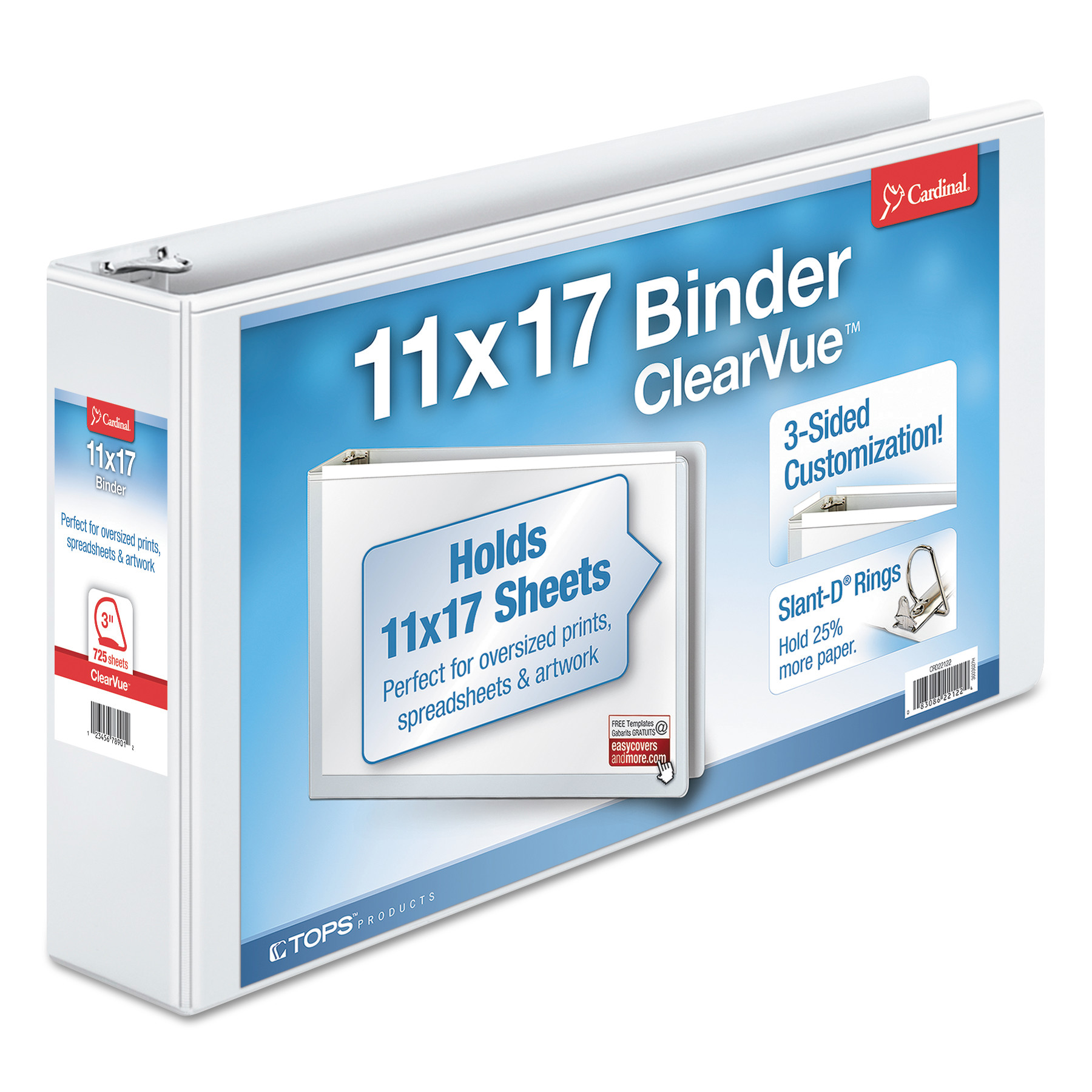 ClearVue Slant-D Ring Binder, 3 Rings, 3