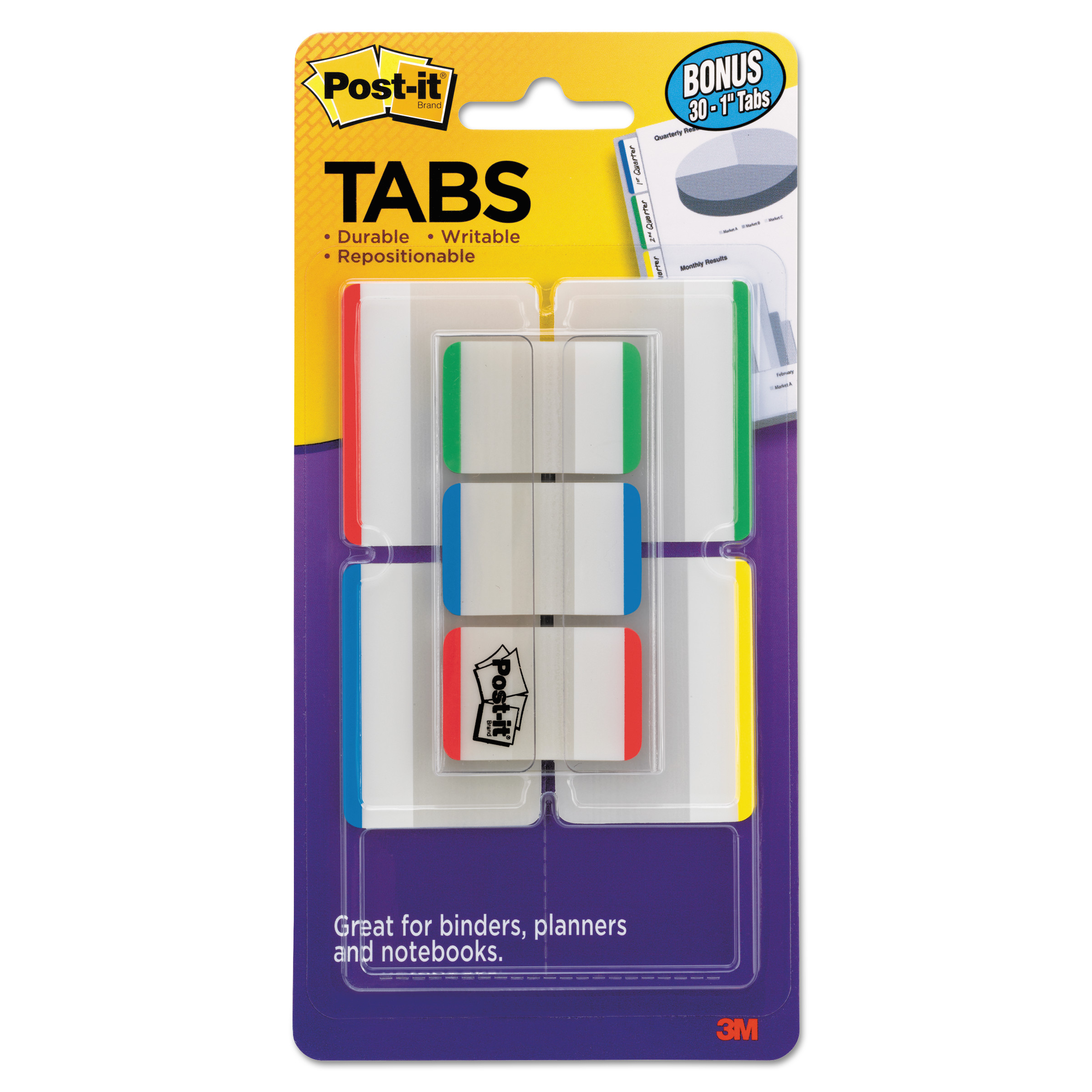  Post-it Tabs 686-VAD1 Tabs Value Pack, 1/5-Cut and 1/3-Cut Tabs, Assorted Primary Colors, 1 and 2 Wide, 114/Pack (MMM686VAD1) 