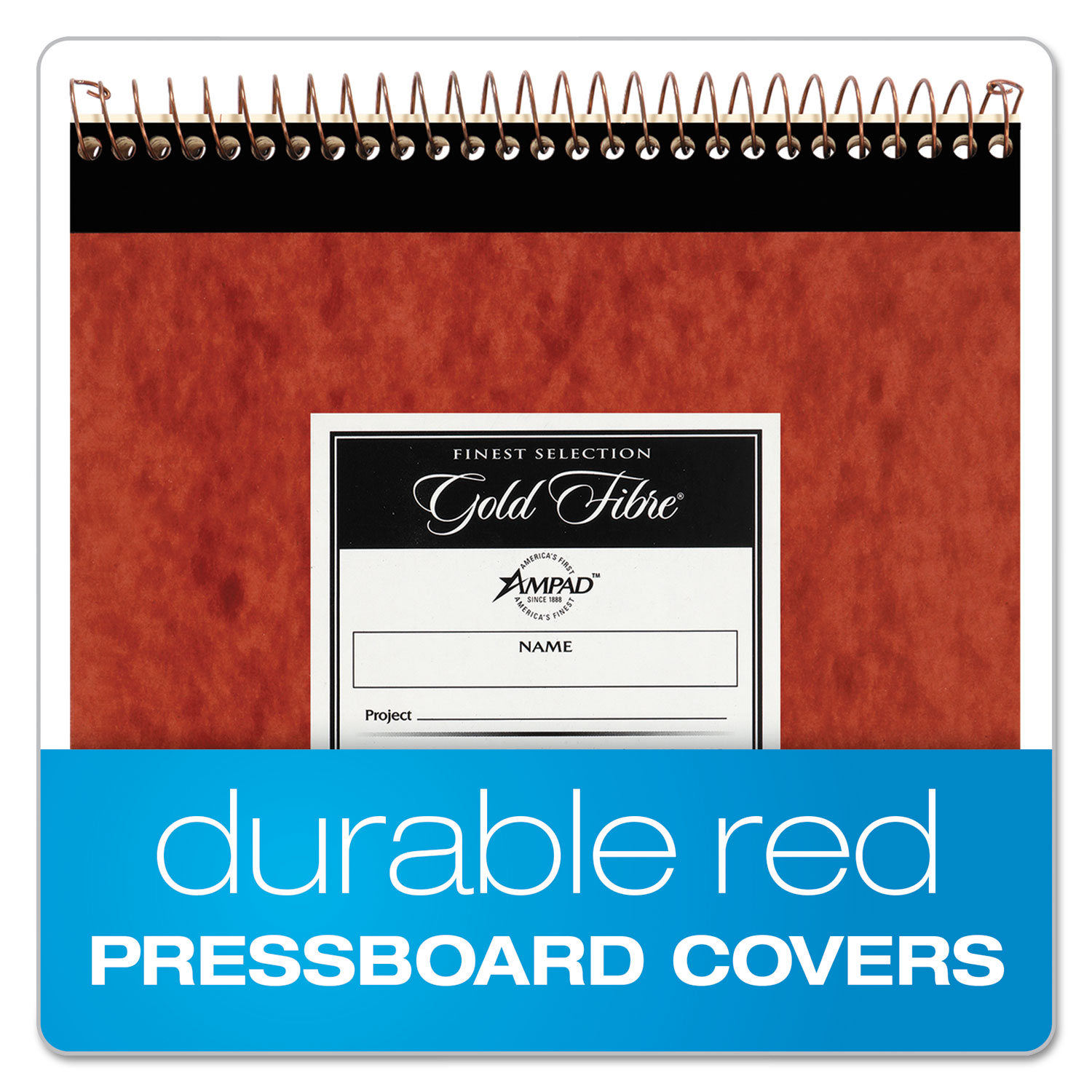 Gold Fibre Retro Wirebound Writing Pads, 1 Subject, Wide/Legal Rule, Red Cover, 8.5 x 11.75, 70 Pages