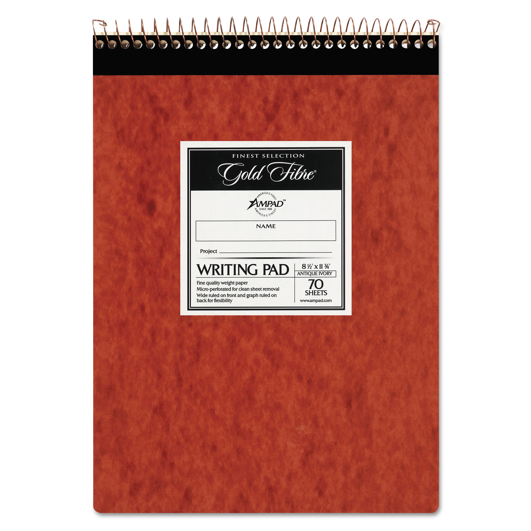  Ampad 20-008R Gold Fibre Retro Wirebound Writing Pads, 1 Subject, Wide/Legal Rule, Red Cover, 8.5 x 11.75, 70 Sheets (TOP20008R) 