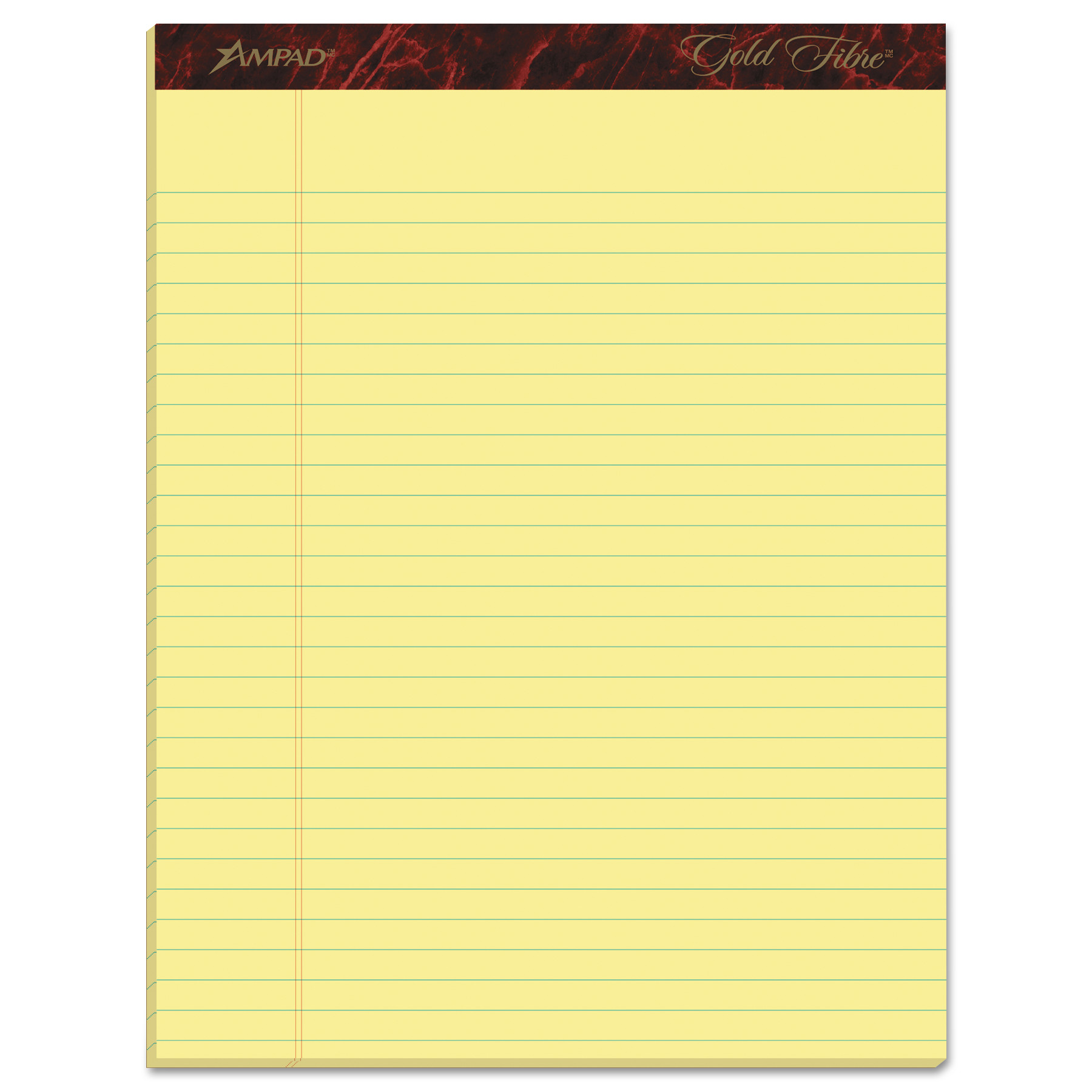  Ampad 20-020R Gold Fibre Writing Pads, Wide/Legal Rule, 8.5 x 11.75, Canary, 50 Sheets, Dozen (TOP20020) 