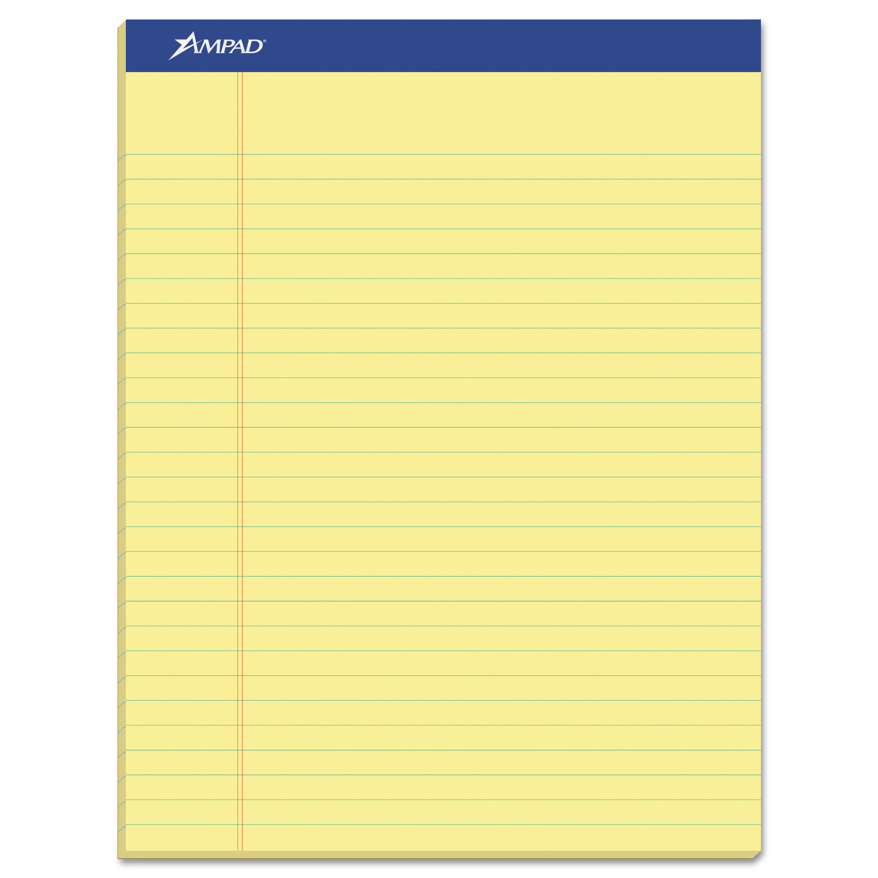  Ampad 20-220 Perforated Writing Pads, Wide/Legal Rule, 8.5 x 11.75, Canary, 50 Sheets, Dozen (TOP20220) 
