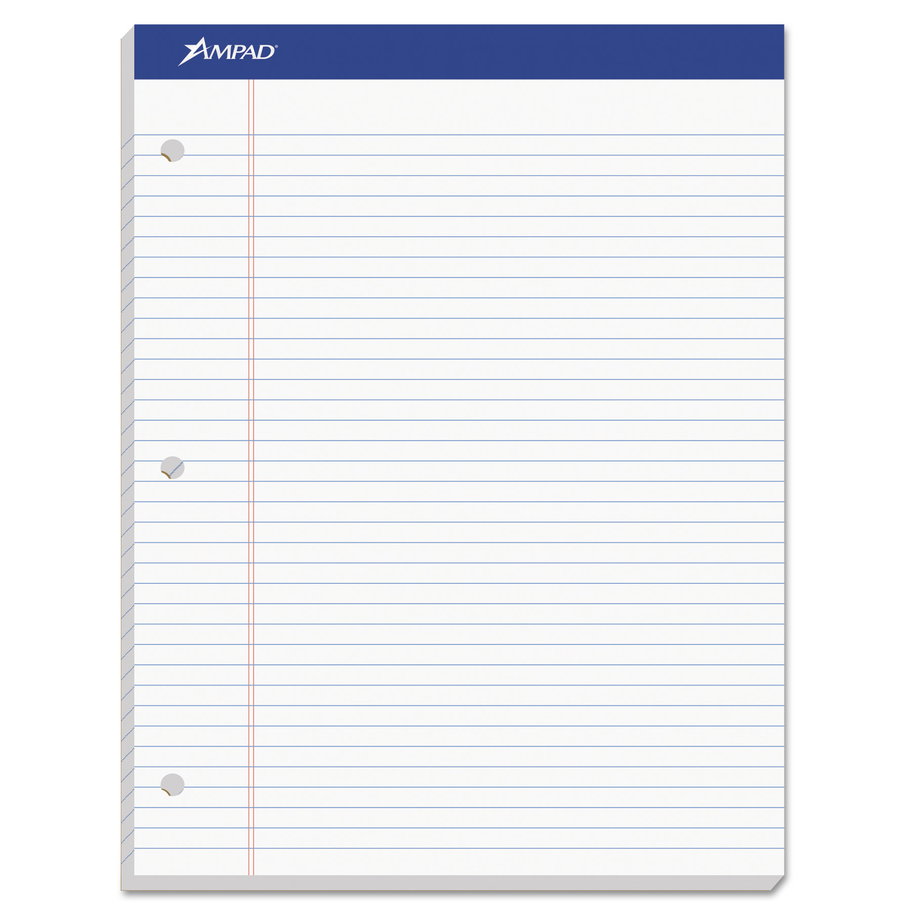 TOPS Docket Writing Pad, 8-1/2 x 11-3/4, College Rule, Canary Paper,  3-Hole Punched, 100 Sheets