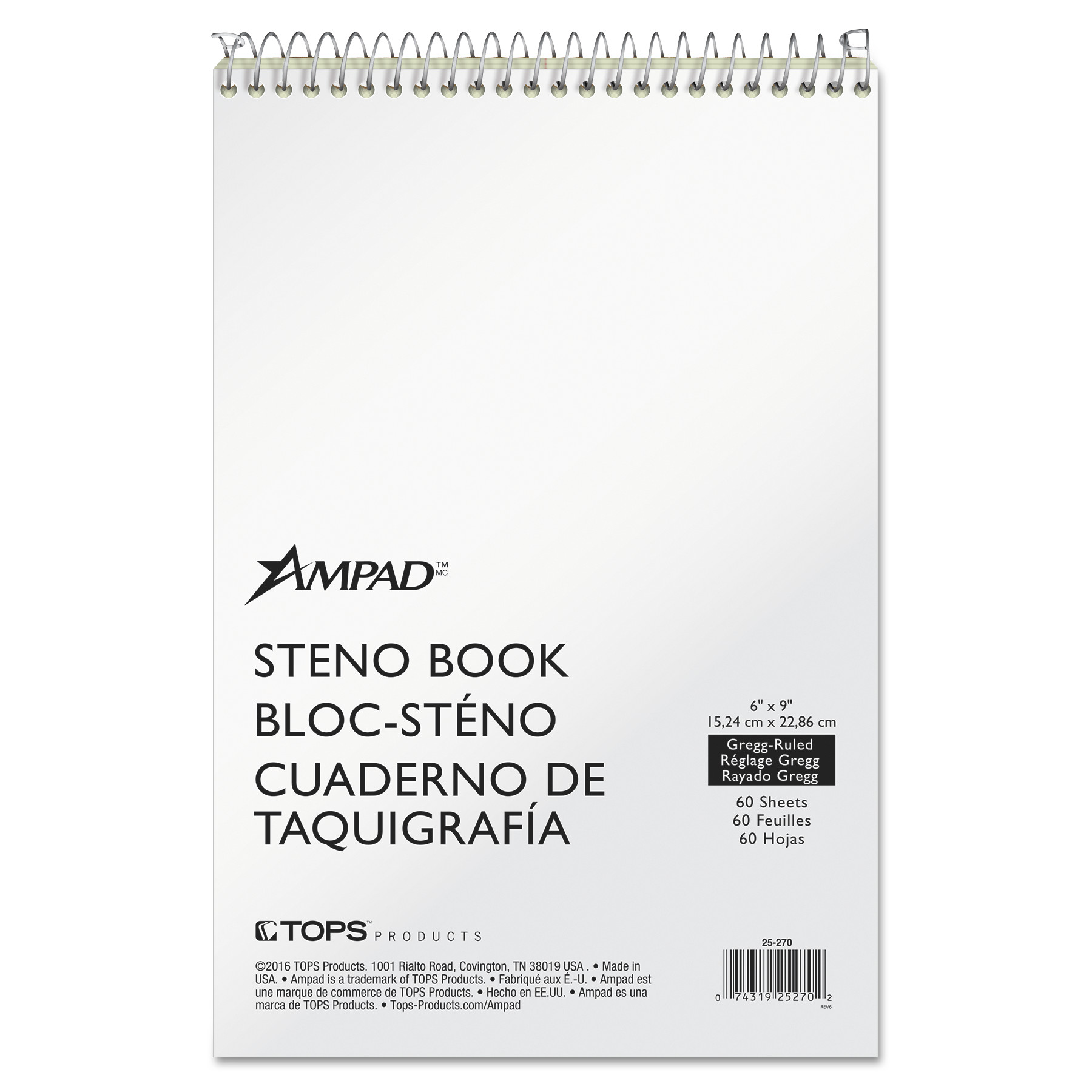 Steno Books, Gregg Rule, Tan Cover, 6 x 9, 60 Green Tint Sheets