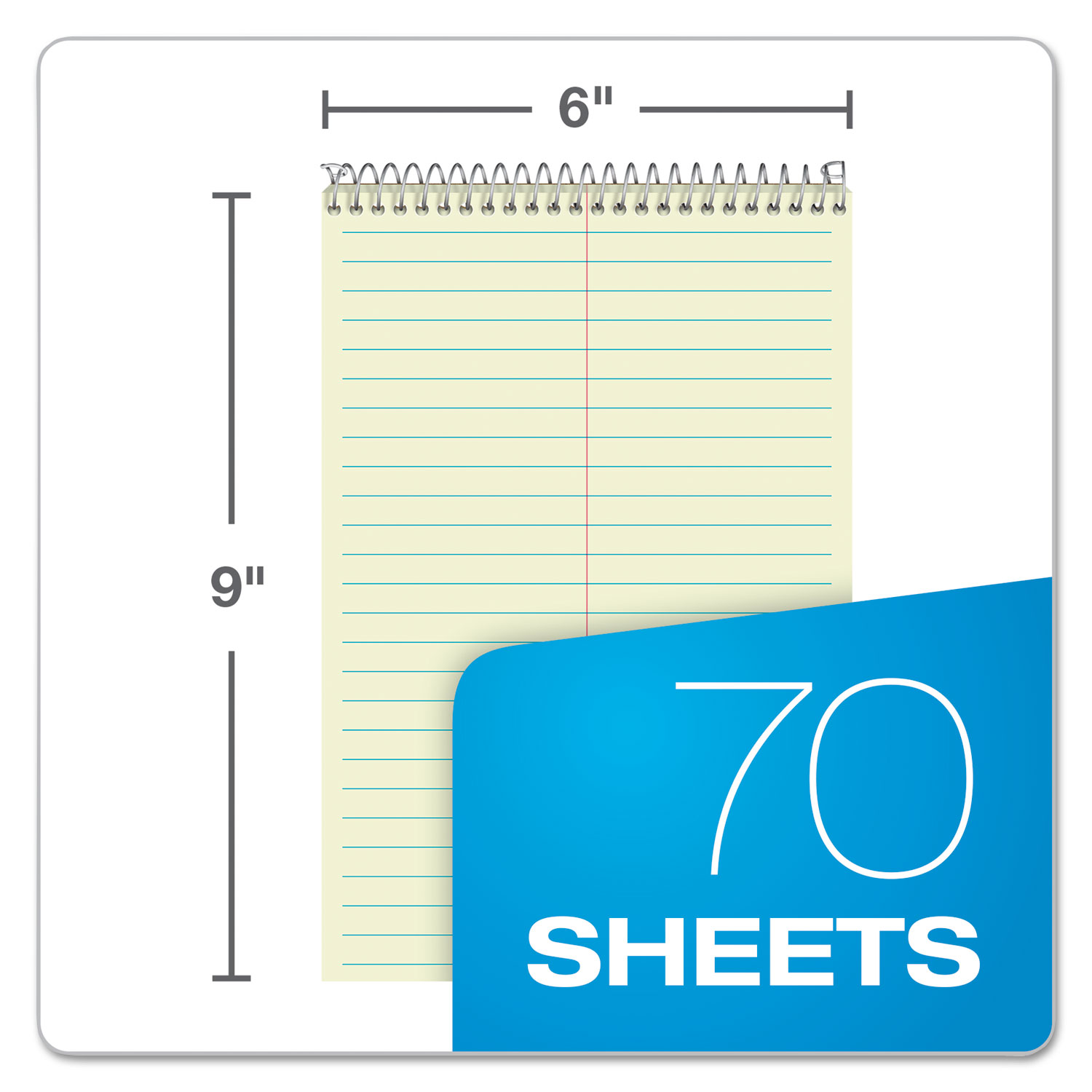 Steno Books, Gregg Rule, Tan Cover, 6 x 9, 70 Green Tint Sheets, 6/Pack